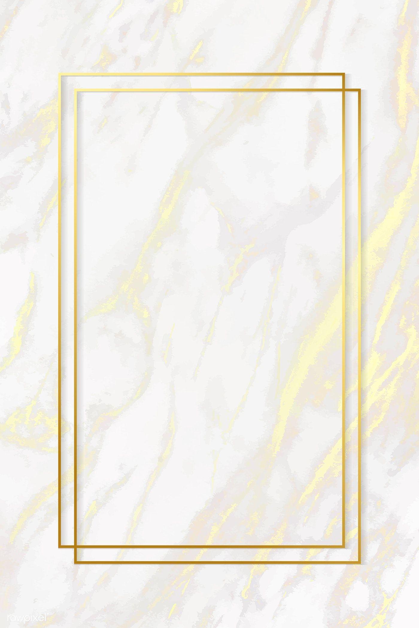 1400x2100 Rectangle gold frame on white marble texture background vector. premium image / busbu. Textured background, Gold marble wallpaper, Marble texture