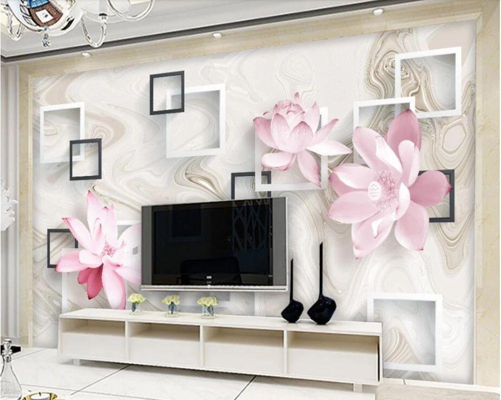 1000x800 Papel de parede Modern aesthetic box lotus 3D wallpaper, living room sofa TV backdrop bathroom bedroom wall papers home decor. Wallpaper