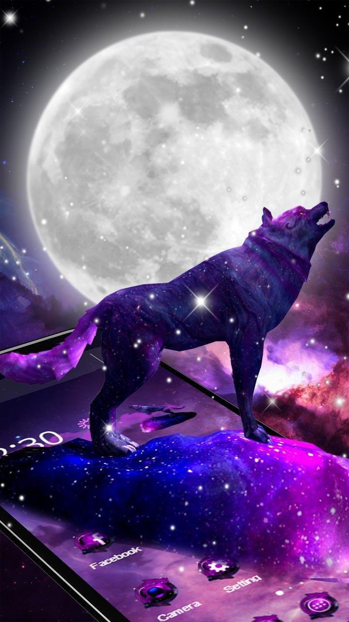 720x1280 Neon Galaxy Wolf Wallpaper .