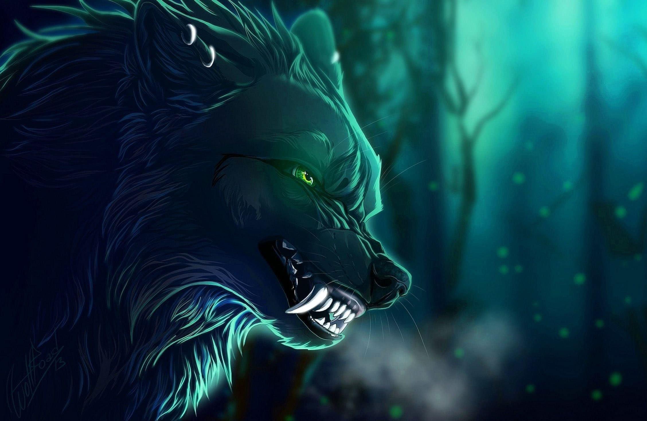 2257x1471 Shadow Wolf Anime Galaxy Wolf Wallpaper