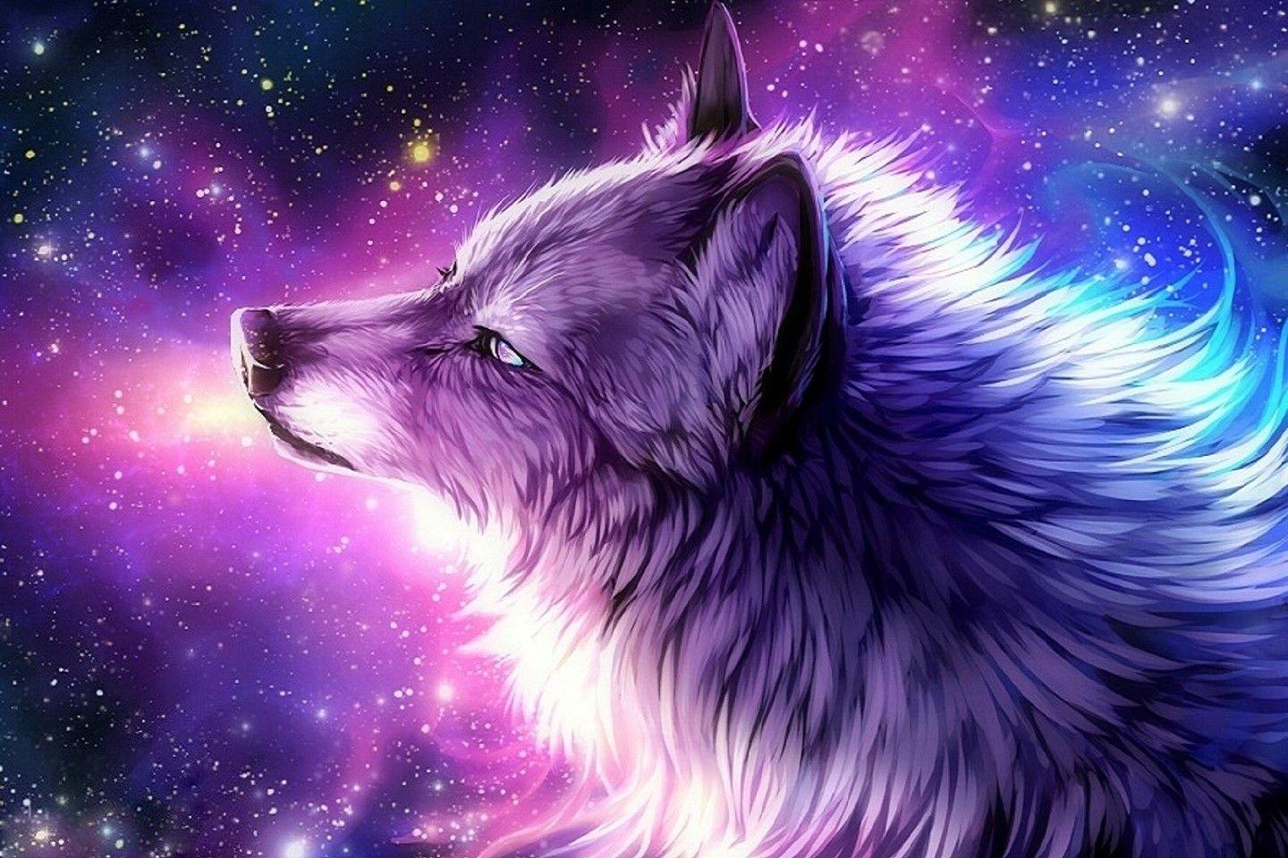 1440x960 Wolves Galaxy Wallpaper
