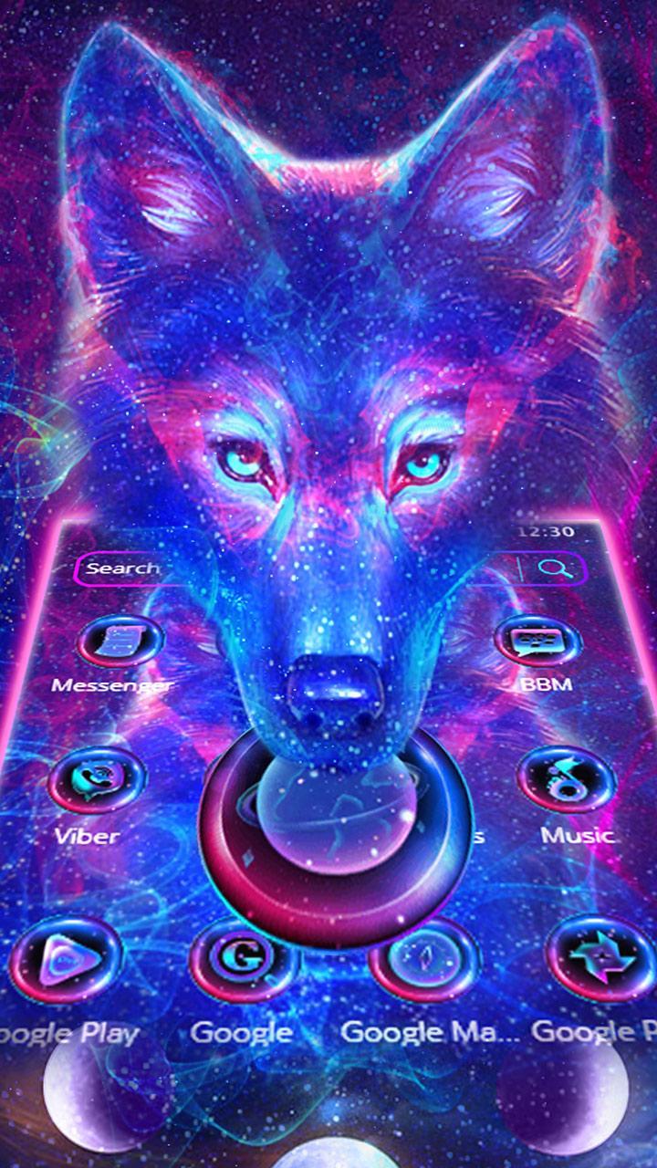 720x1280 Neon Wolf Galaxy Launcher Theme for Android