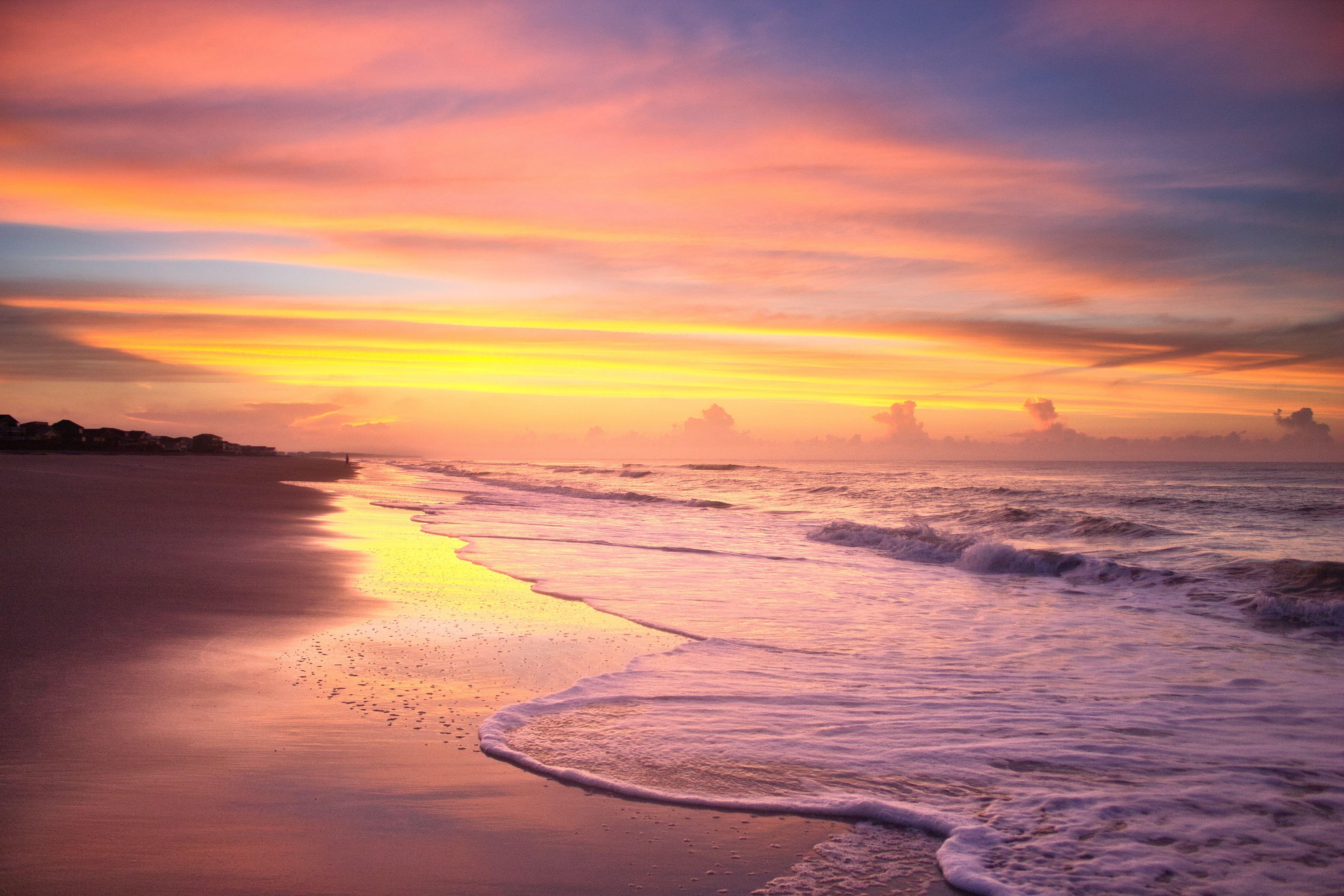4272x2848 Sunrise On The Beach In The Summer Time At Ocean Isle Beach 4k 2048x1152 Resolution HD 4k Wallpaper, Image, Background, Photo and Picture