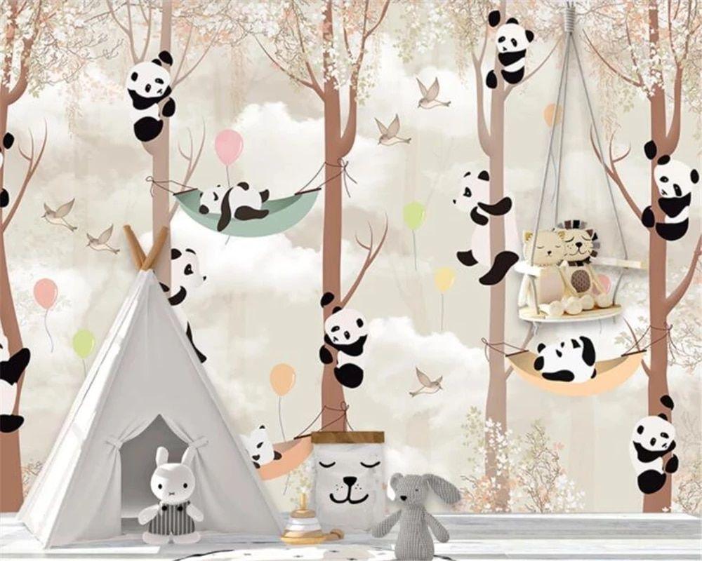 1000x800 Beibehang Custom wallpaper photo cartoon panda tree children's room kindergarten background walls decorative mural 3D wallpaper. Wallpaper