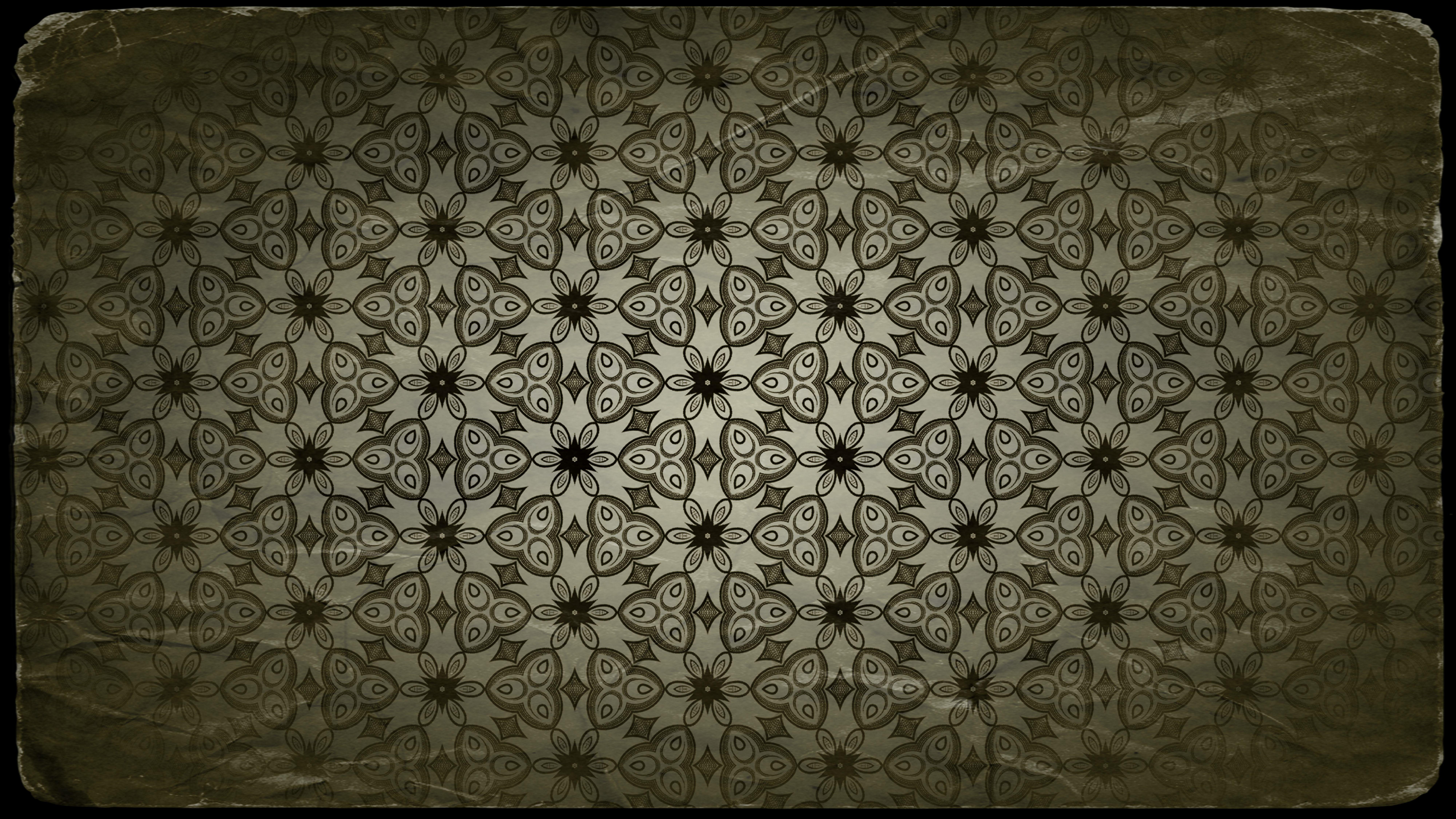 8000x4500 Free Green and Black Vintage Floral Wallpaper Background