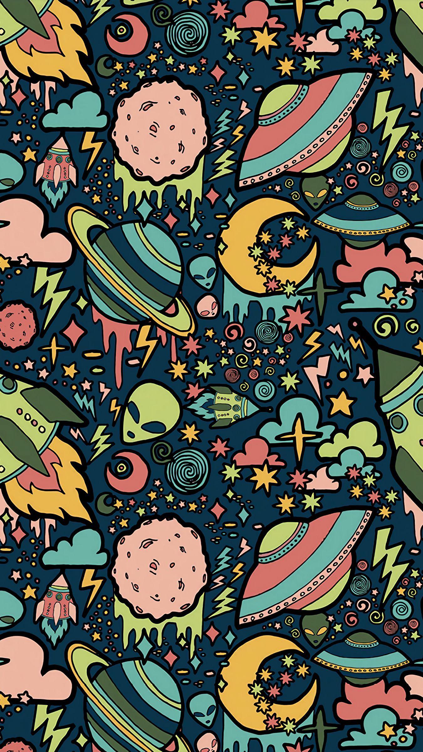 1350x2400 iPhone Space Alien Wallpaper