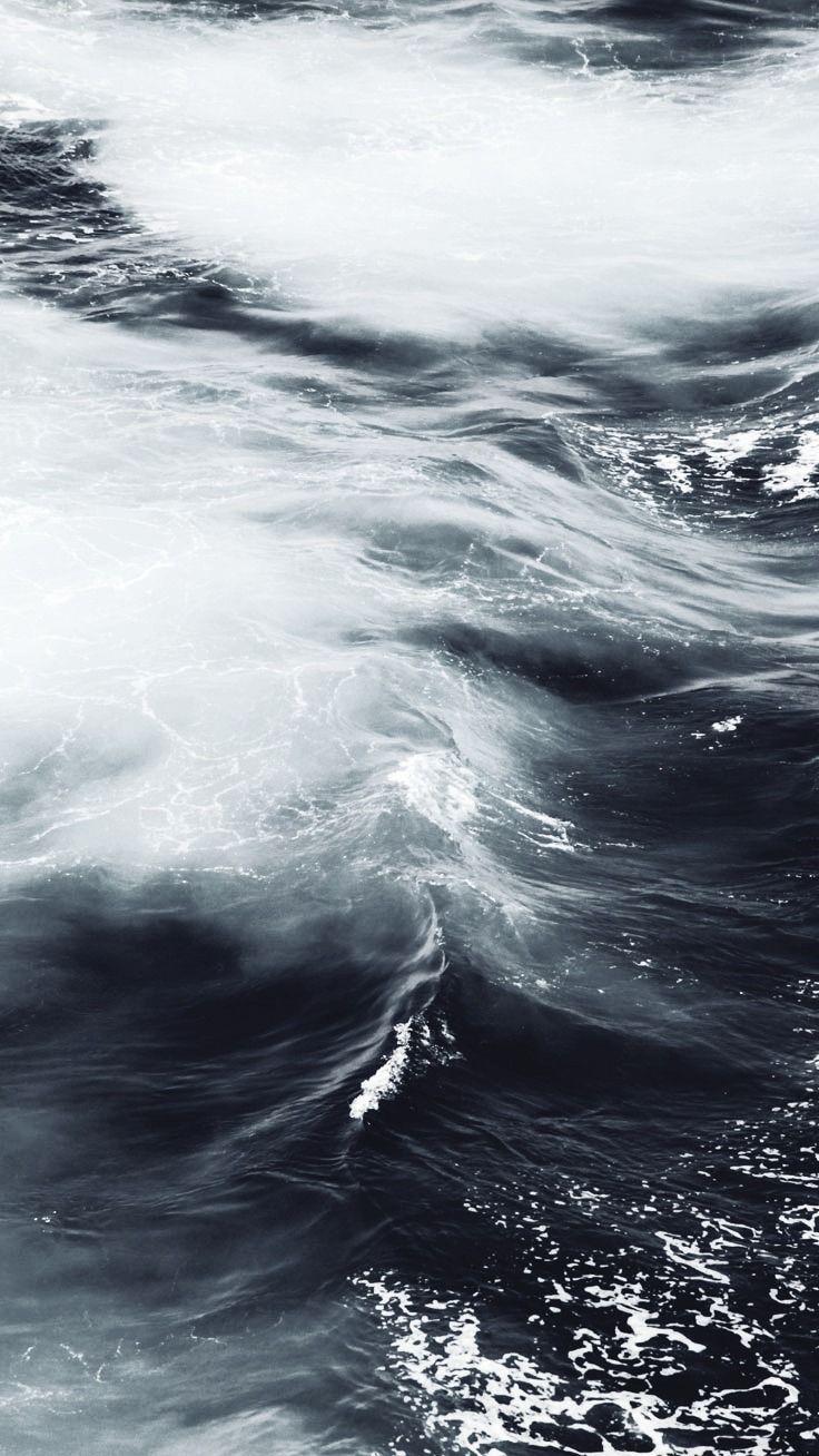 736x1308 Black And White Waves iPhone Wallpaper