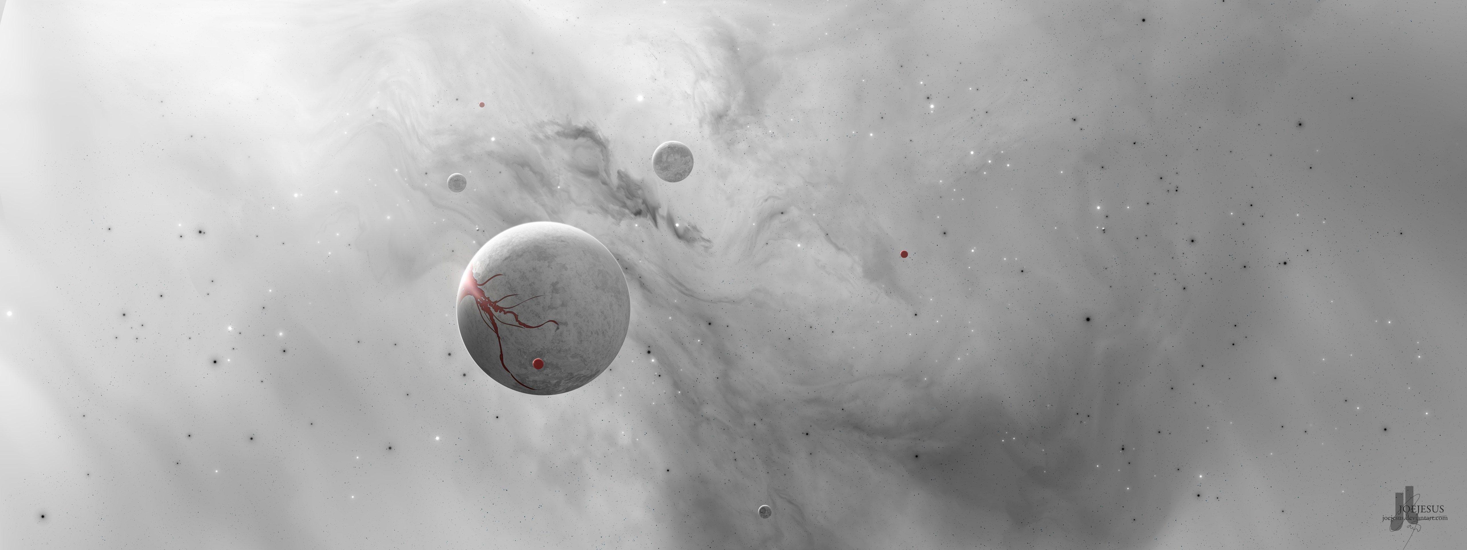 5120x1920 Outer Space Black And White. Works of Art Wallpaper