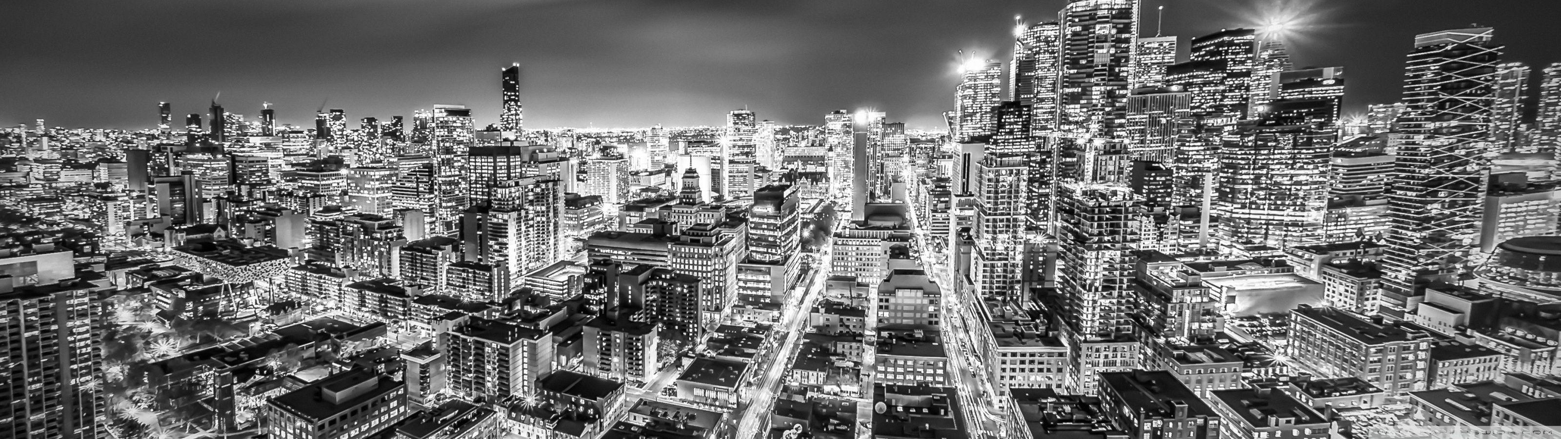 3200x900 Downtown Toronto Night Black and White Ultra HD Desktop Background Wallpaper for 4K UHD TV : Widescreen & UltraWide Desktop & Laptop : Multi Display, Dual Monitor : Tablet