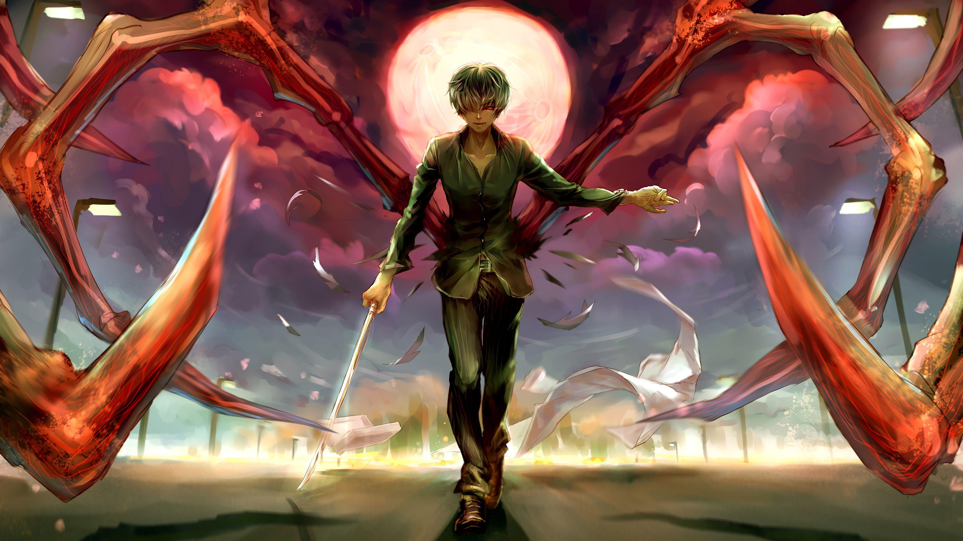 3840x2160 Tokyo Ghoul:re Haise Sasaki Ken Kaneki Kagune 4K