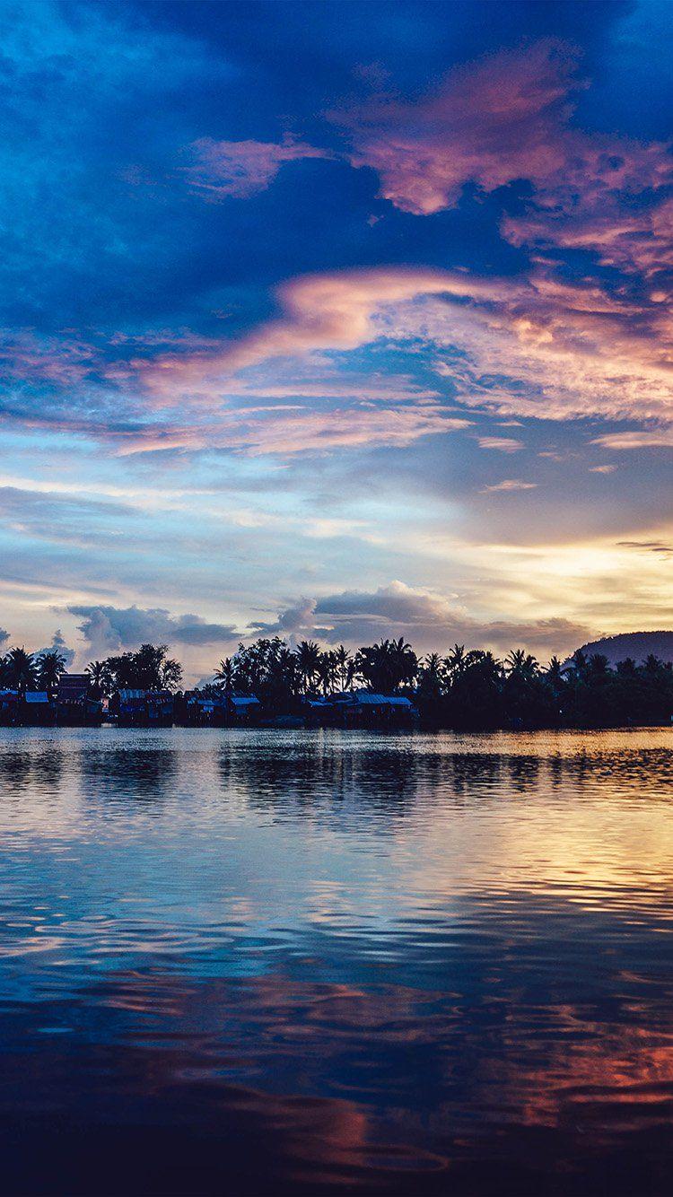 750x1334 iPhone7 wallpaper. sunset river lake beautiful nature