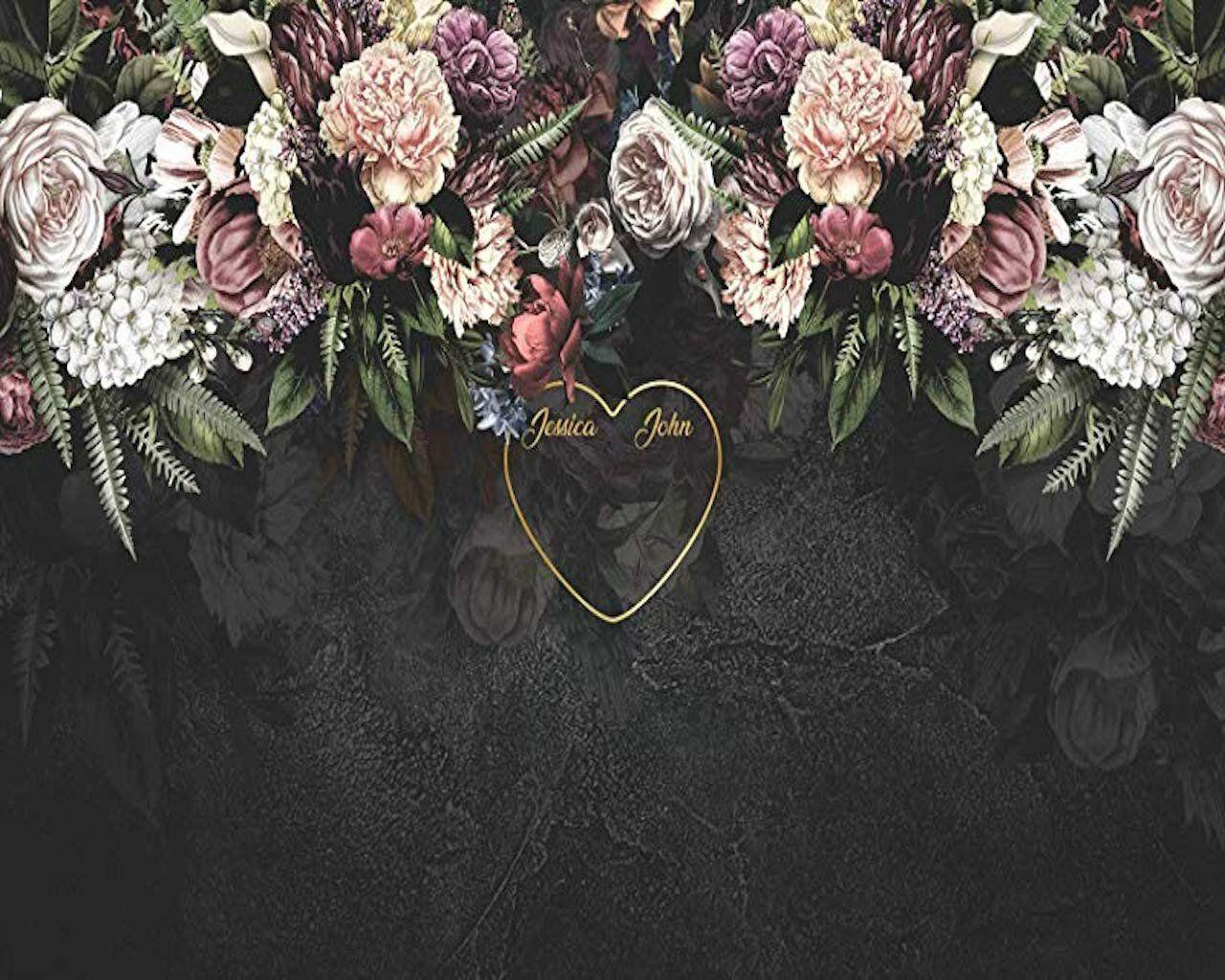1280x1024 GK Wall Design Dark Floral Soft Rose Peony Blossom Textile Wallpaper