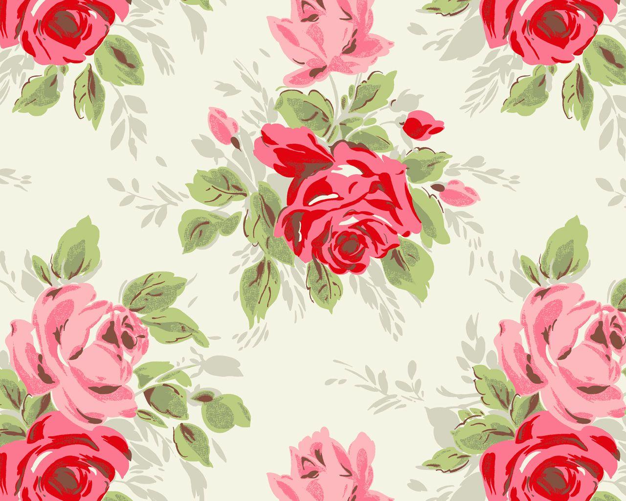 1280x1024 Black Floral Print Wallpaper