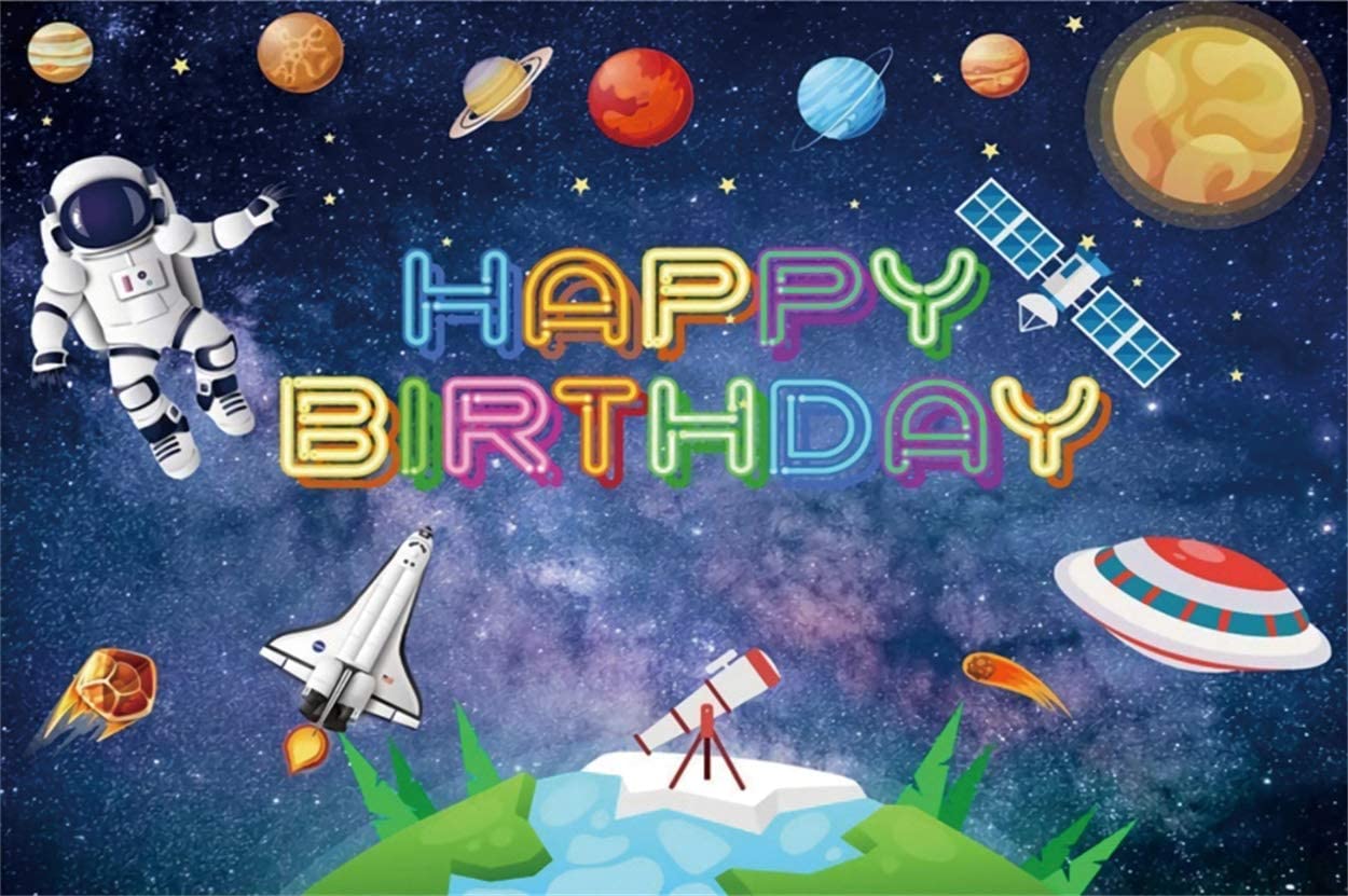 1250x831 Amazon.com : YEELE 10x7ft Space Theme Birthday Backdrop Cartoon Astronaut and Space Station in Outer Space Photography Background Birthday Decoration Kids Adults Artistic Portrait Photobooth Props Wallpaper : Camera & Photo