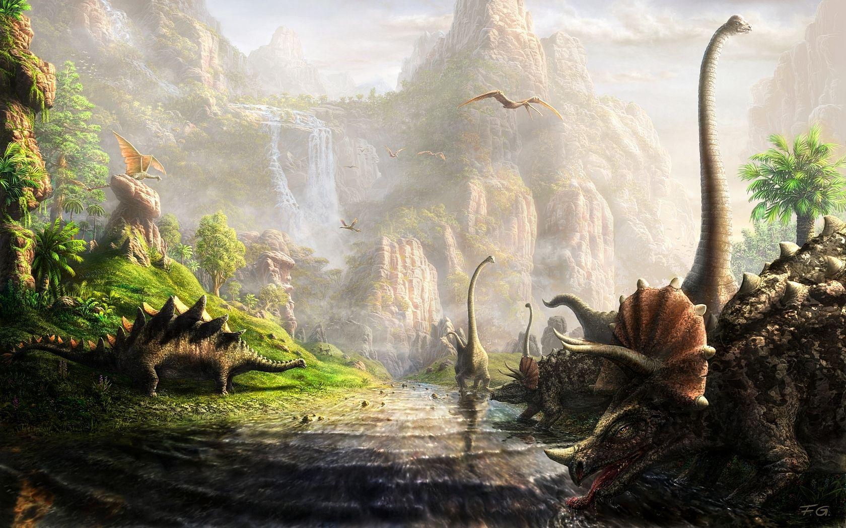1680x1050 Dinosaur Land HD Wallpaper