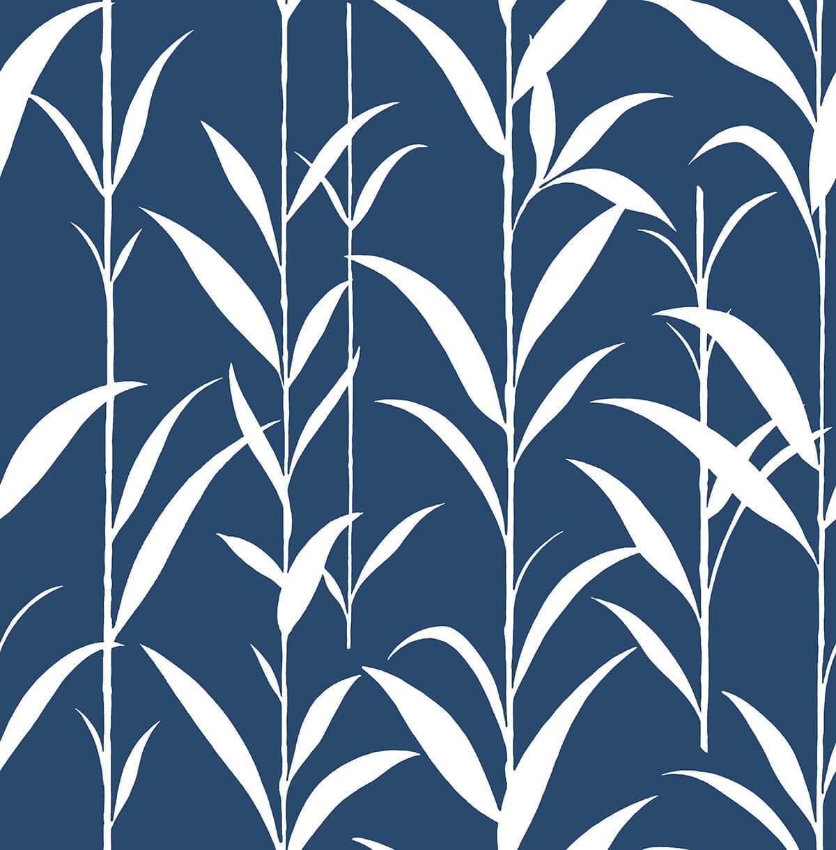 1200x1221 Sample Bamboo Leaves Peel And Stick Wallpaper In Navy Blue By NextWall