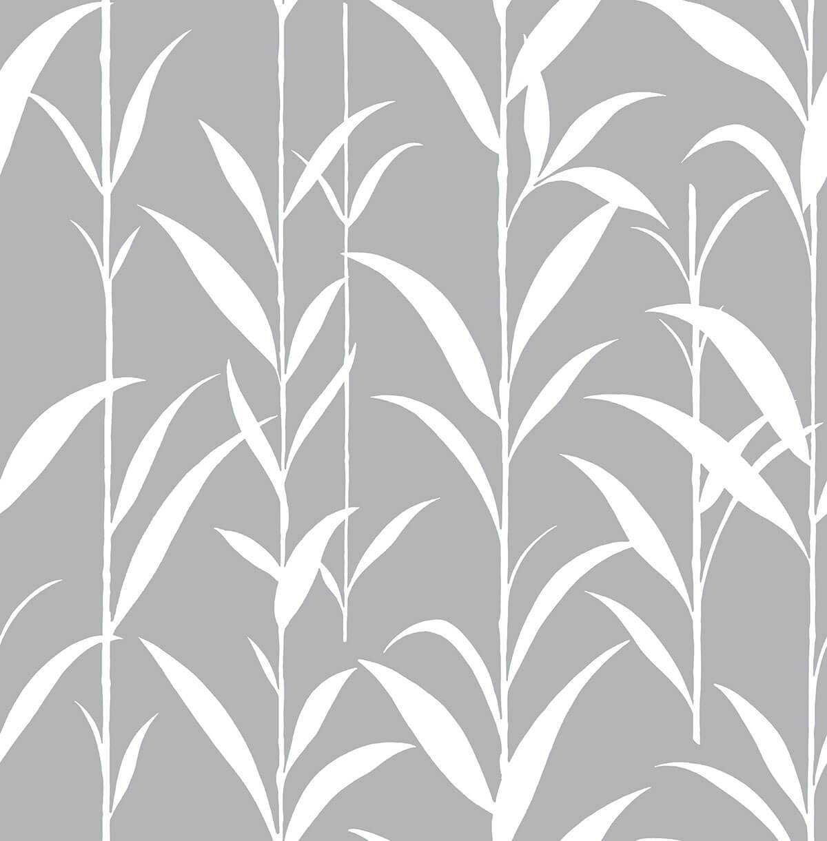 1200x1221 Bamboo Leaves Peel And Stick Wallpaper In Grey By NextWall