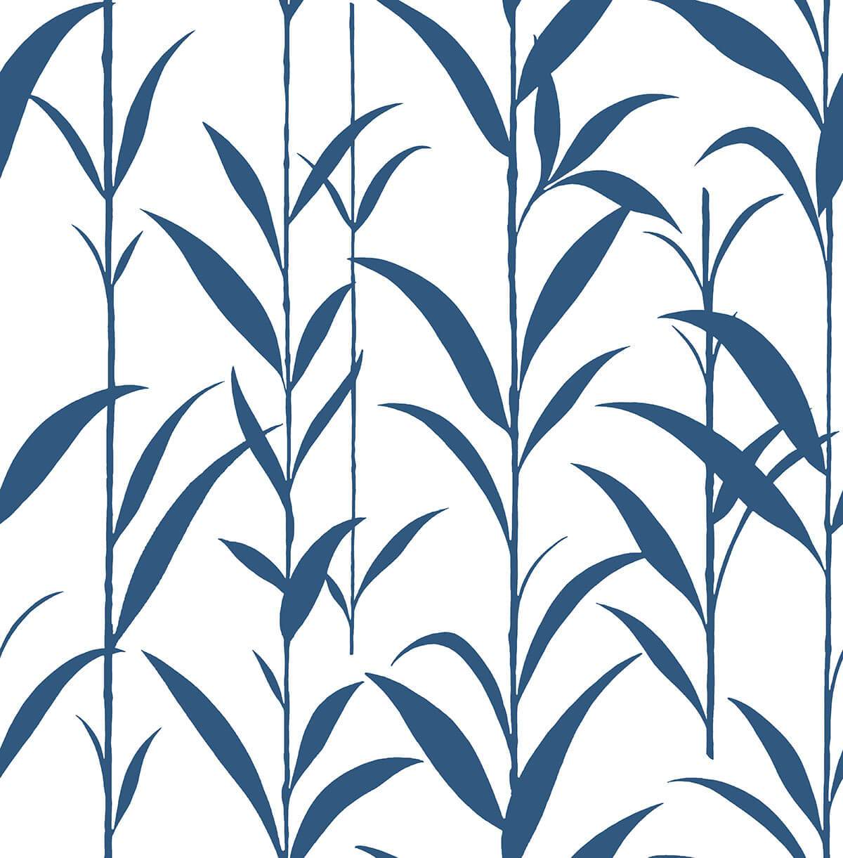 1200x1221 Sample Bamboo Leaves Peel And Stick Wallpaper In Navy Blue And White B