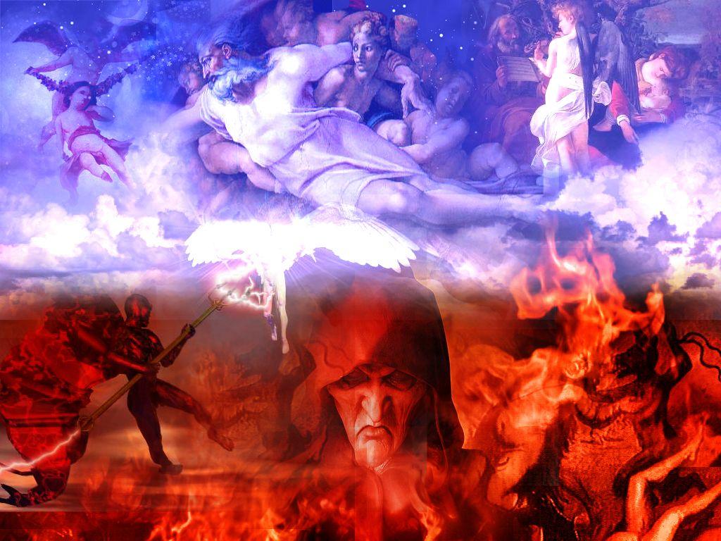 1024x768 Heaven and Hell HD Wallpaper