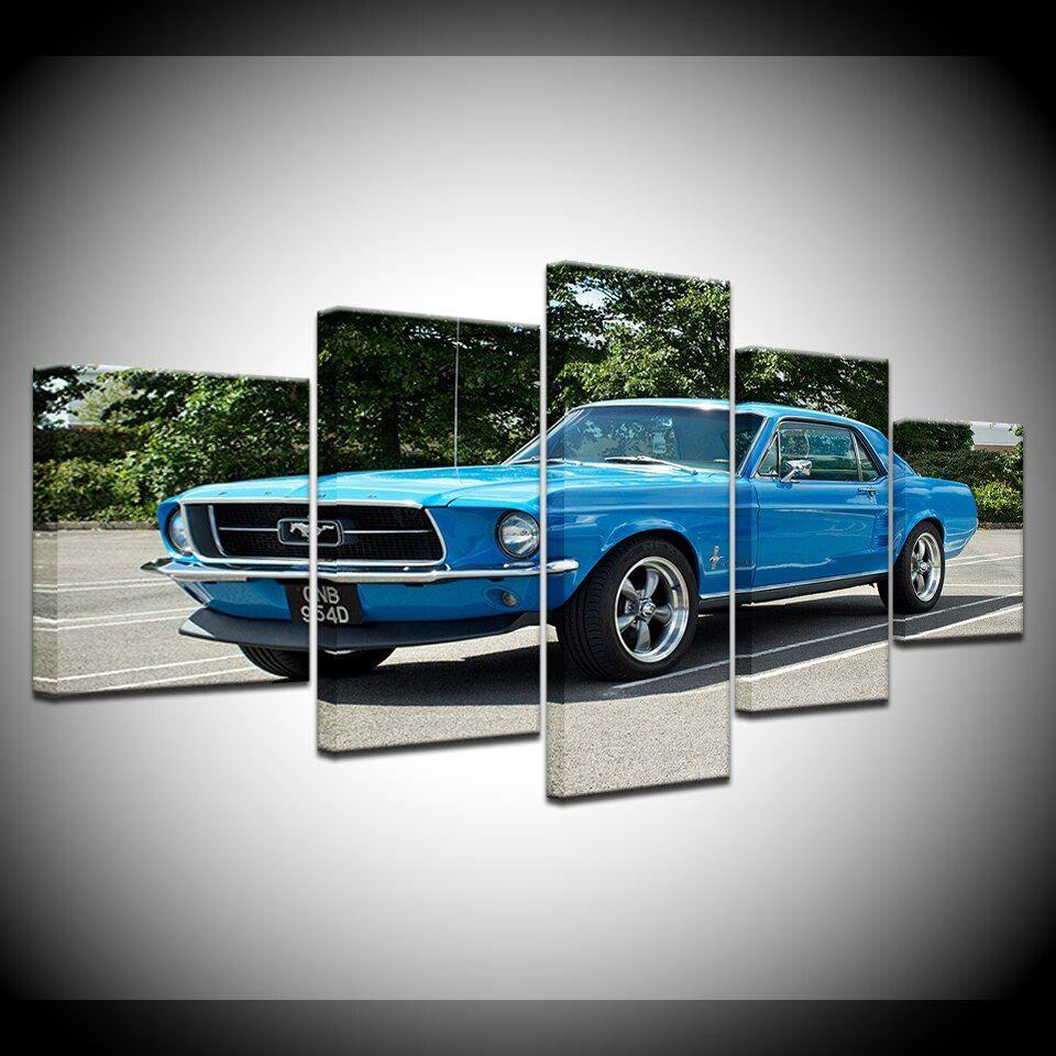960x960 Piece Blue Mustang Car Canvas Wall Art Paintings Wallpaper Modern Modular Poster Painting Living Room Home with Free Shipping Worldwide!