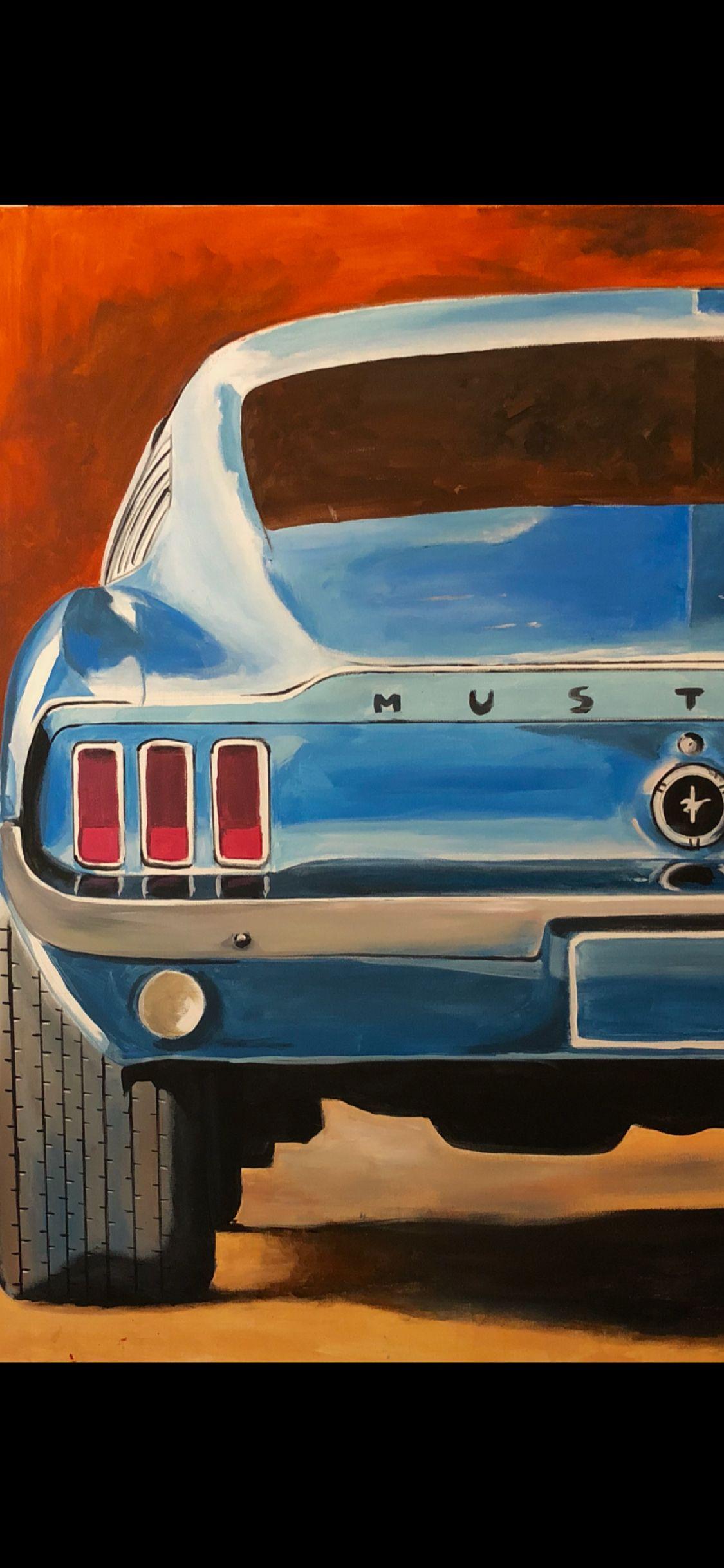 1125x2436 painting #acrylics #ford #mustang. Car painting, Fine art painting acrylic, Mustang art