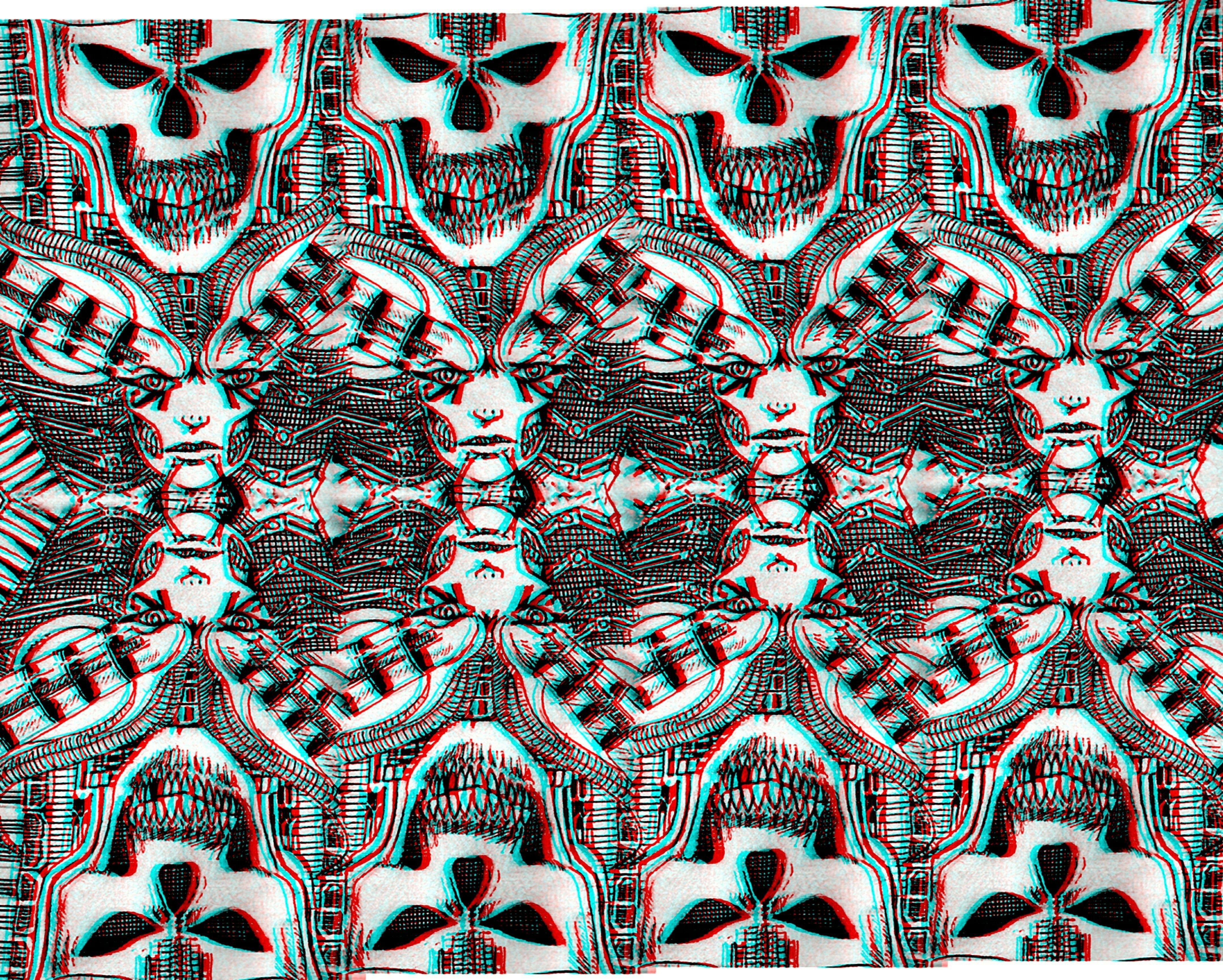 4318x3461 3D, Black white, Skull, Face, Graphic wallpaper