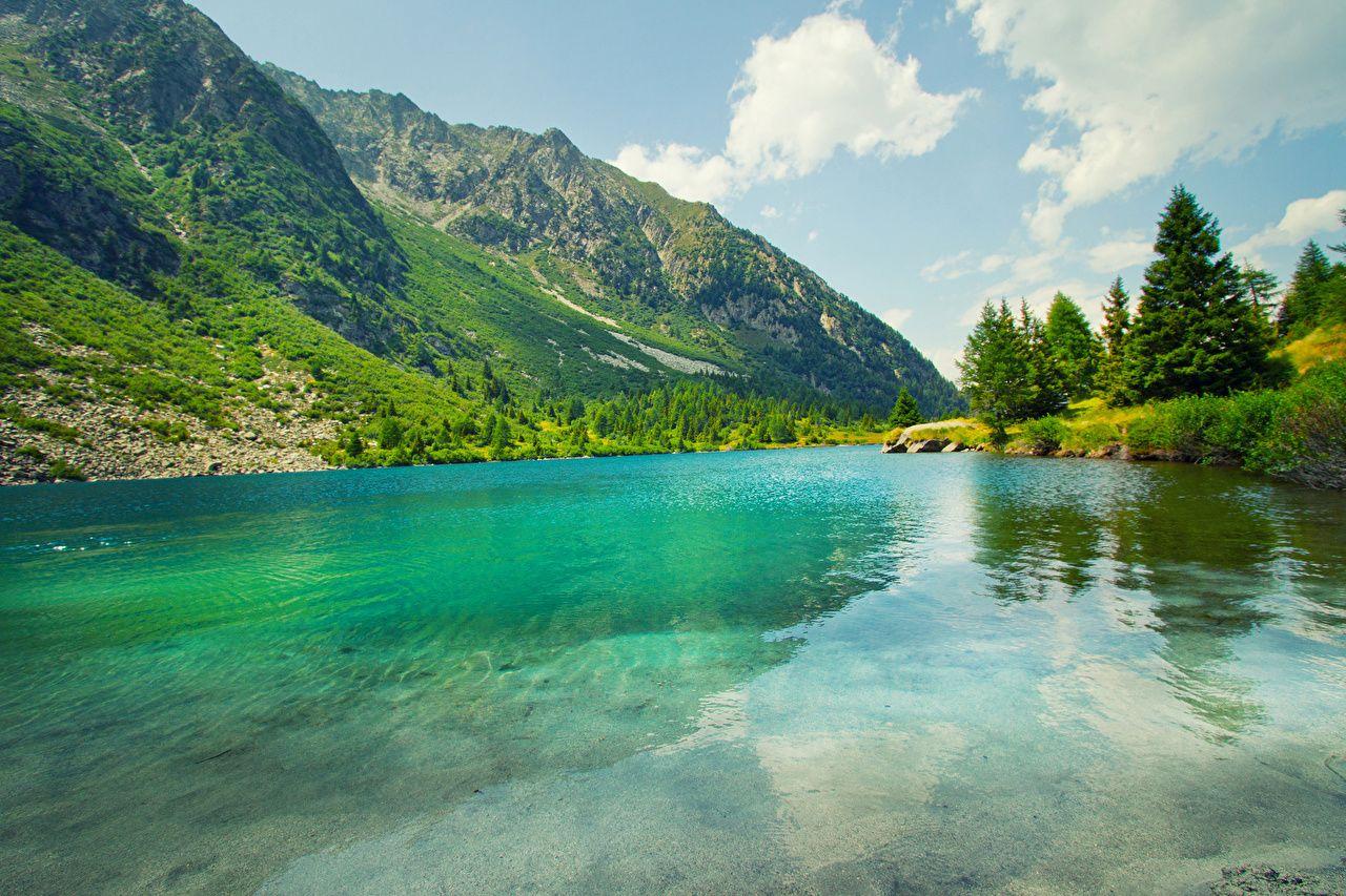 1280x853 Wallpaper Nature Summer Mountains Lake Scenery Clouds