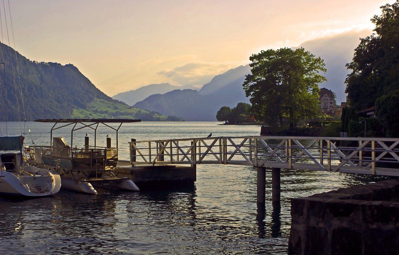 1332x850 Wallpaper summer, mountains, nature, river, the evening, summer, Nature, the bridge, river, bridge, mountain, evening, scenery image for desktop, section пейзажи