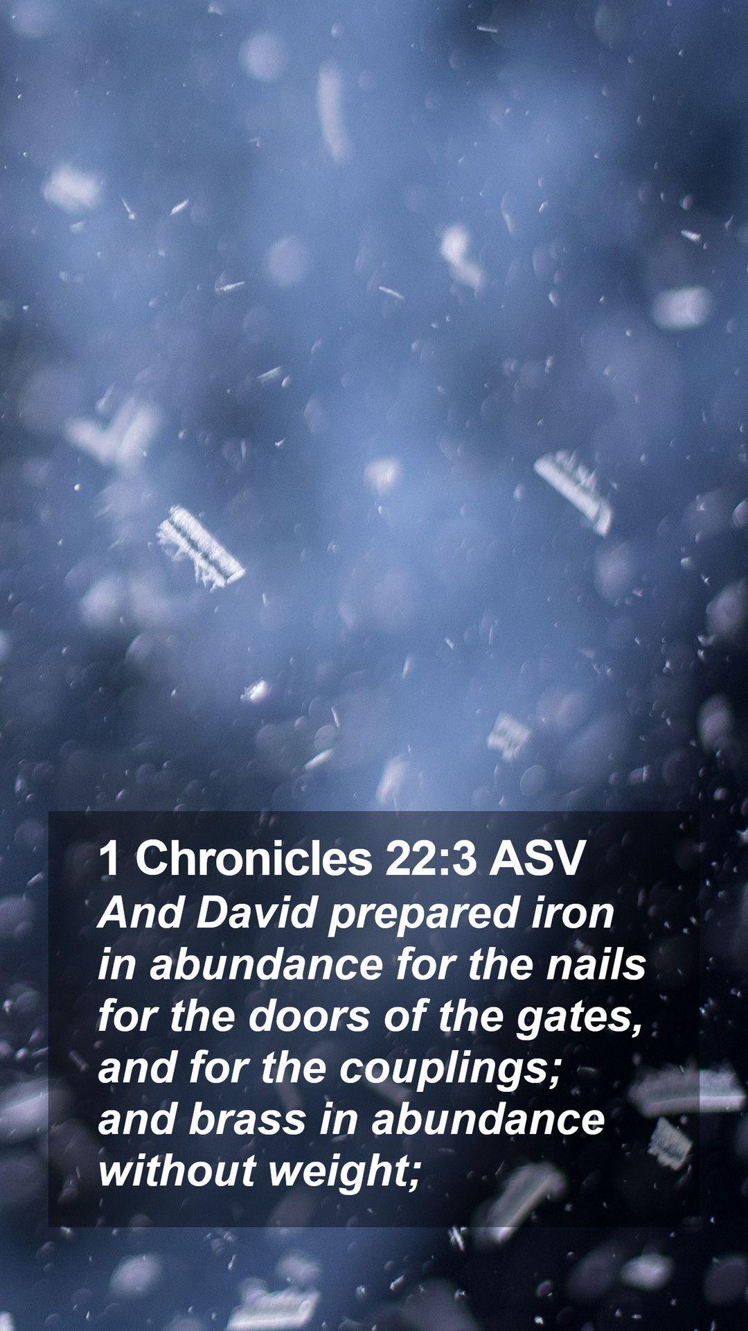 1080x1920 Chronicles 22:3 ASV Mobile Phone Wallpaper David prepared iron in abundance