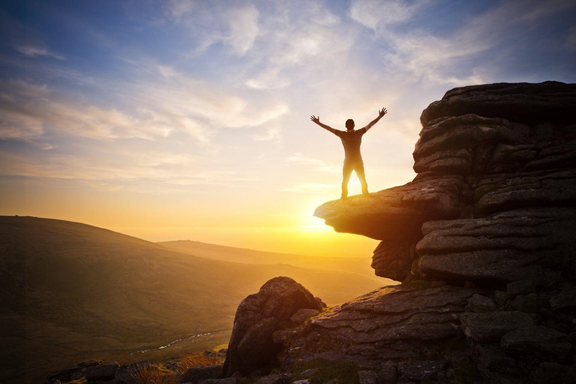 1920x1281 Man On Top Of Mountain Wallpaper
