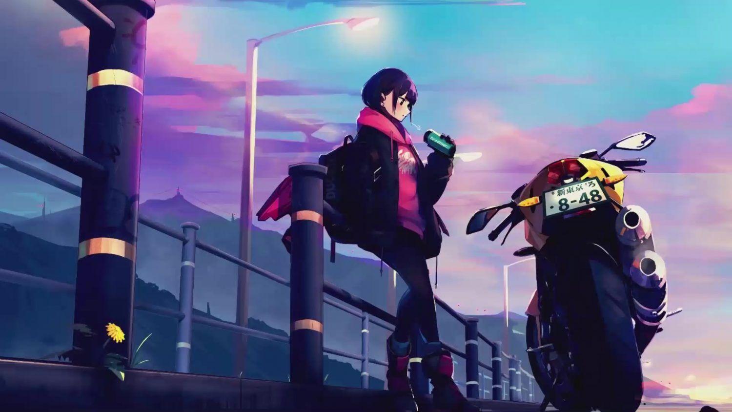 1500x844 Anime Biker Girl Live Wallpaper