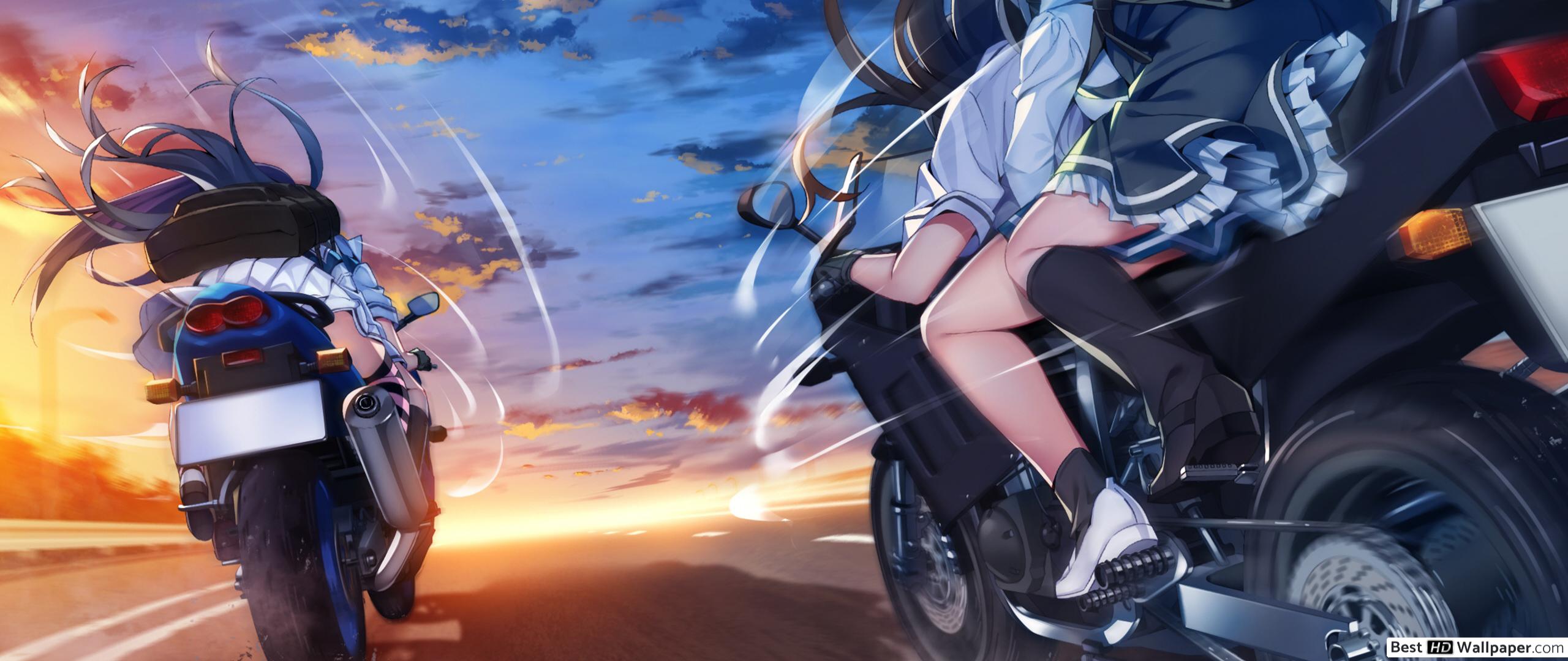 2560x1080 Racing Anime Girl Wallpaper
