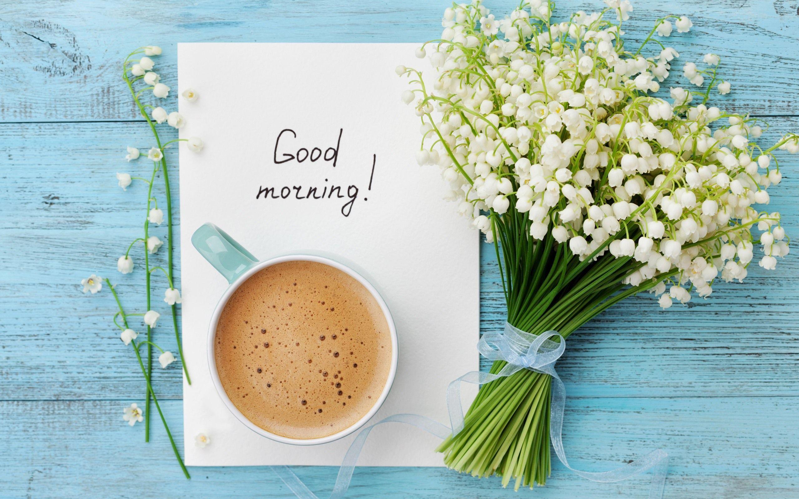 2560x1600 Wallpaper Good morning, coffee, lilies of the valley 2560x1920 HD Picture, Image