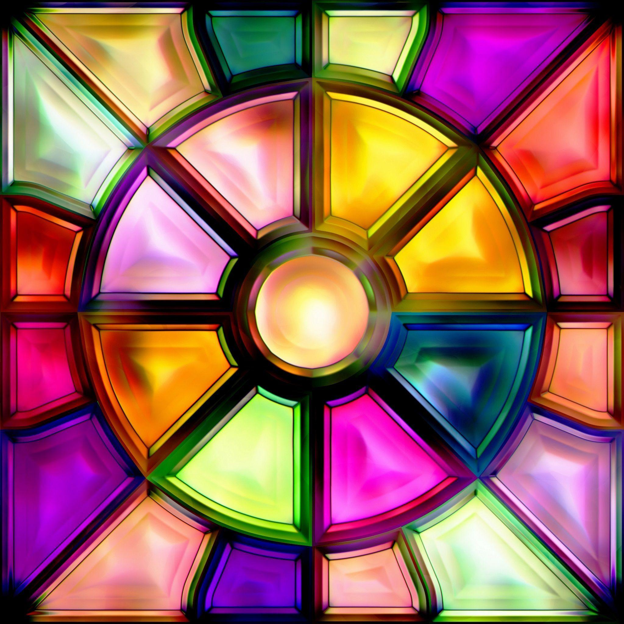 2048x2048 Colorful Stained Glass to see more beautiful colorful abstract wallpaper! - Rainbow wallpaper, Abstract, Abstract wallpaper