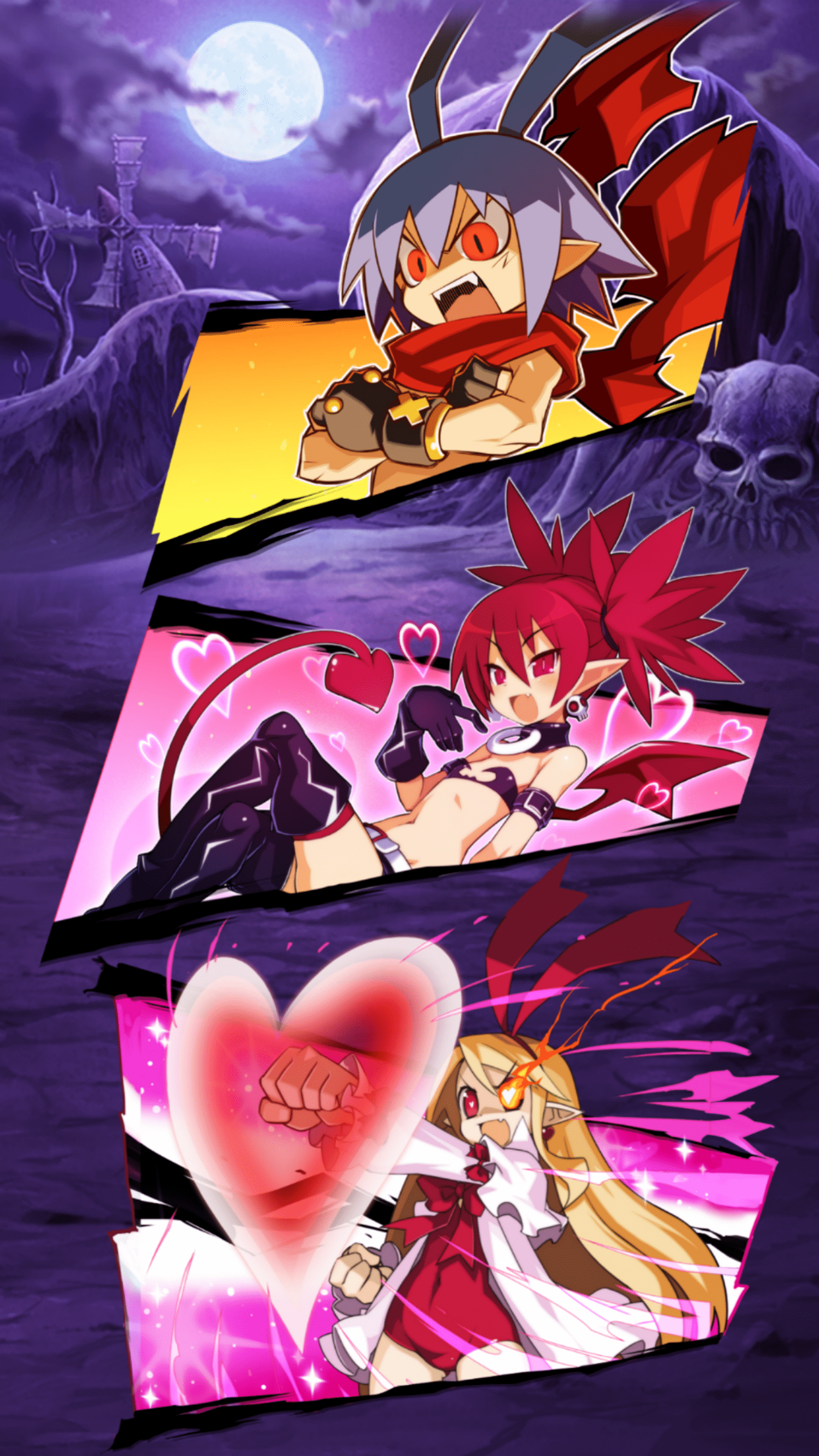 1575x2800 Best Disgaea Trio Phone Wallpaper