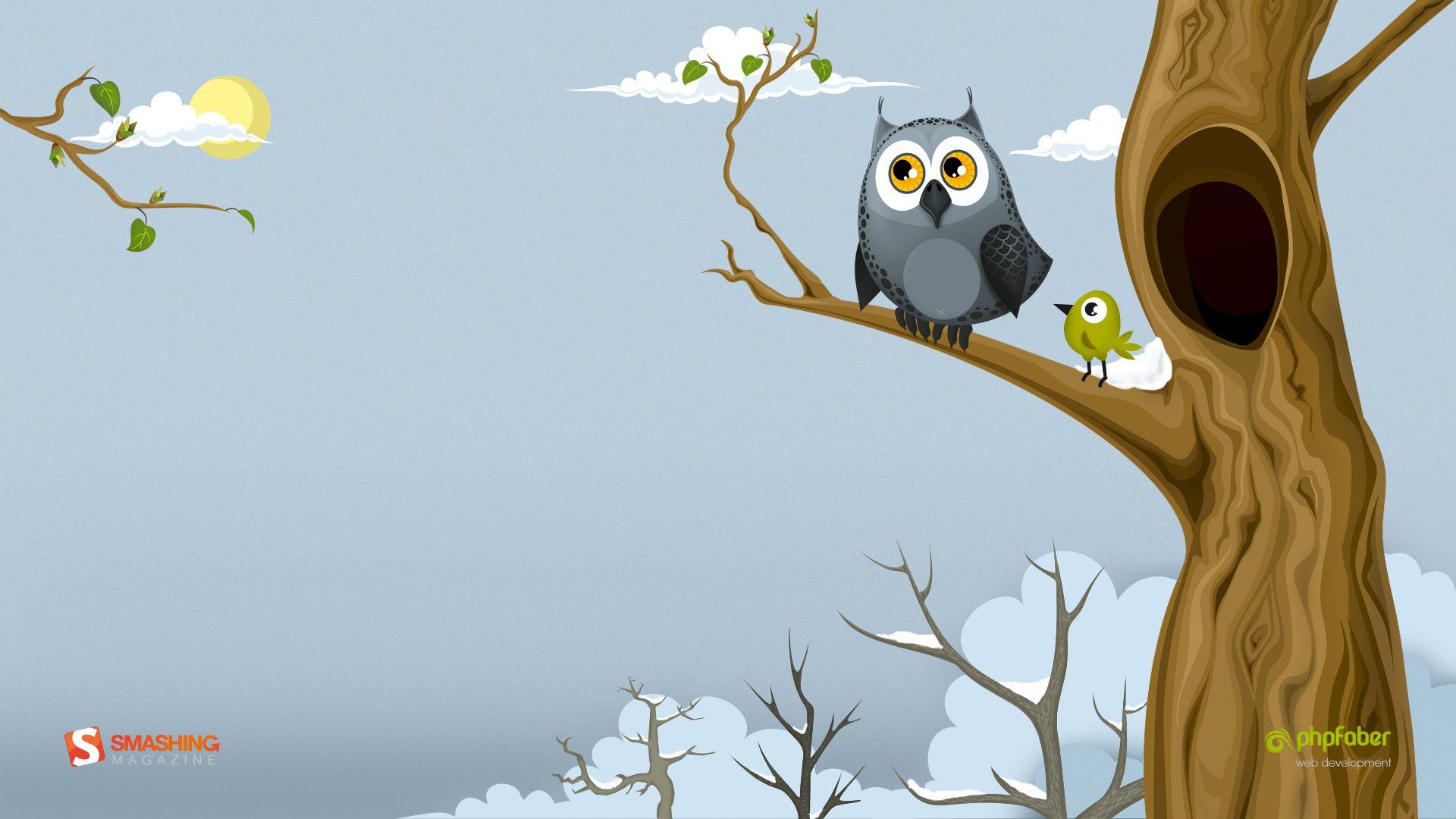 1920x1080 Winter Owl Desktop Wallpaper