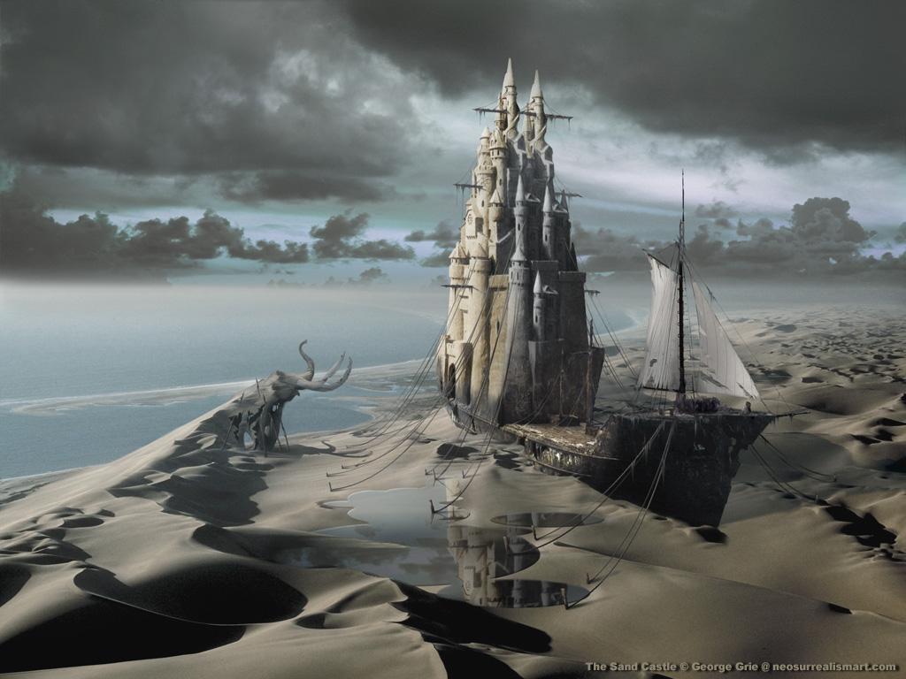 1024x768 The Sand Castle: Surreal Art Print, Poster, Book, Desktop Wallpaper