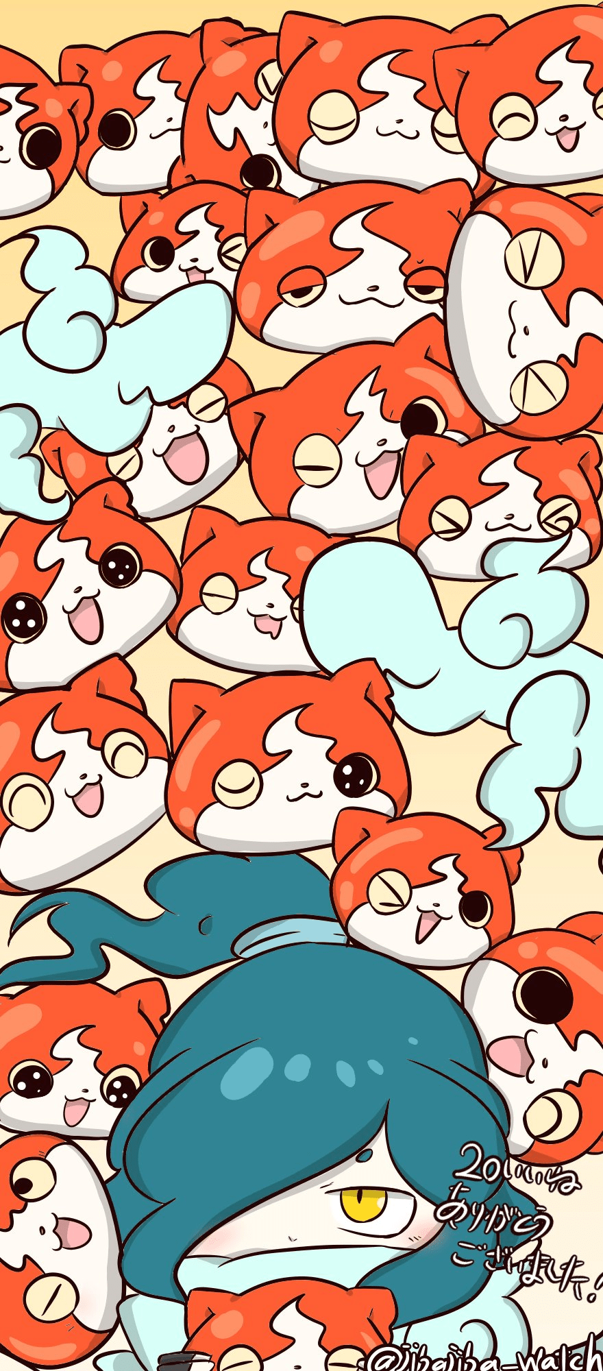 880x2000 Jibanyan y Venocto. Anime, Kai, Yo kai watch 2