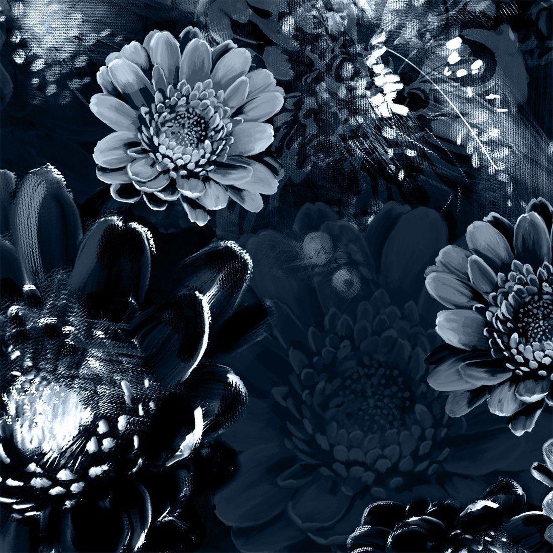 1101x1101 Moonlight Meadow Blue collection Cashman Design. Floral wallpaper, Blue wallpaper, Blue floral wallpaper