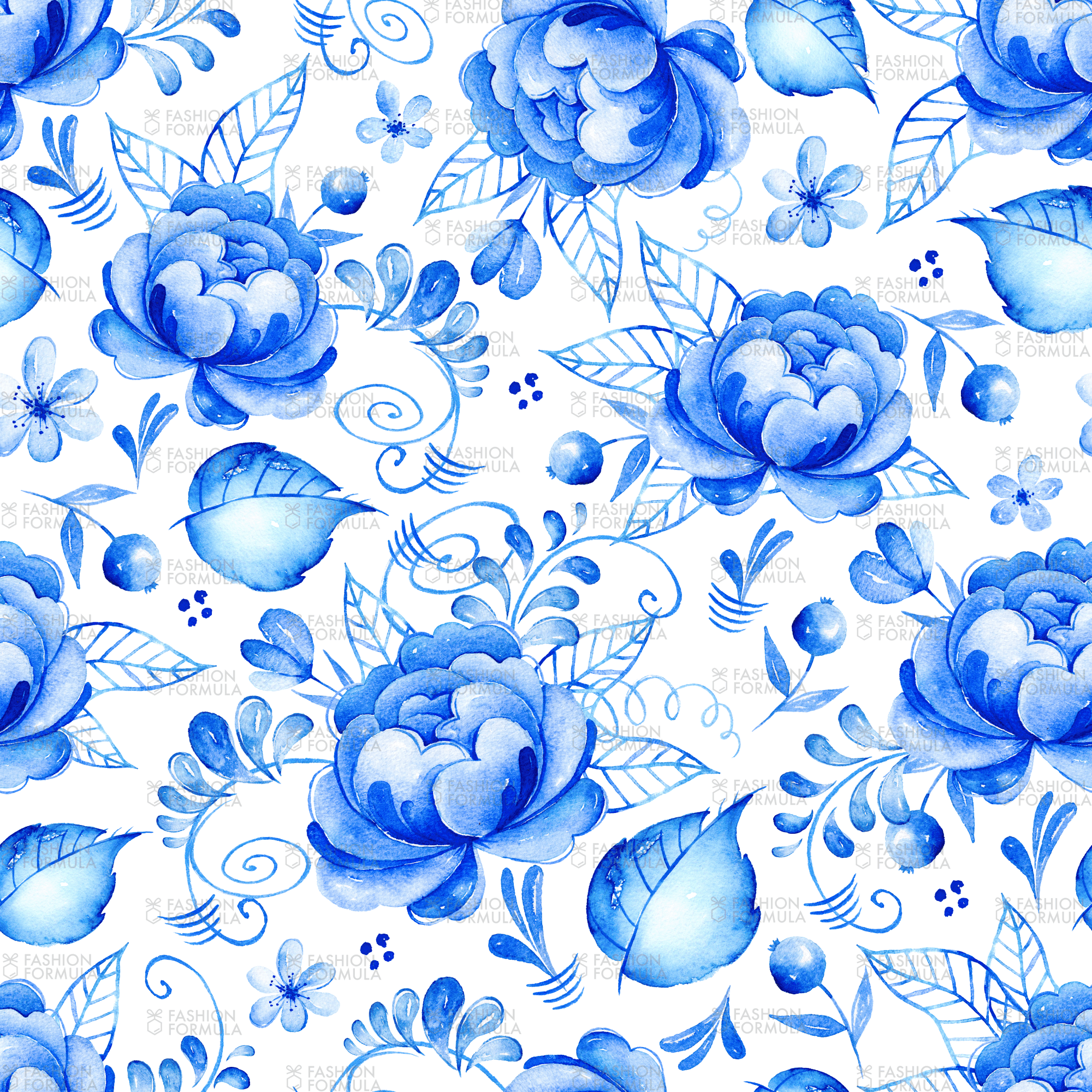 2000x2000 China blue flowers by Kate_Rina. Folk art flowers, Blue flower wallpaper, Floral watercolor