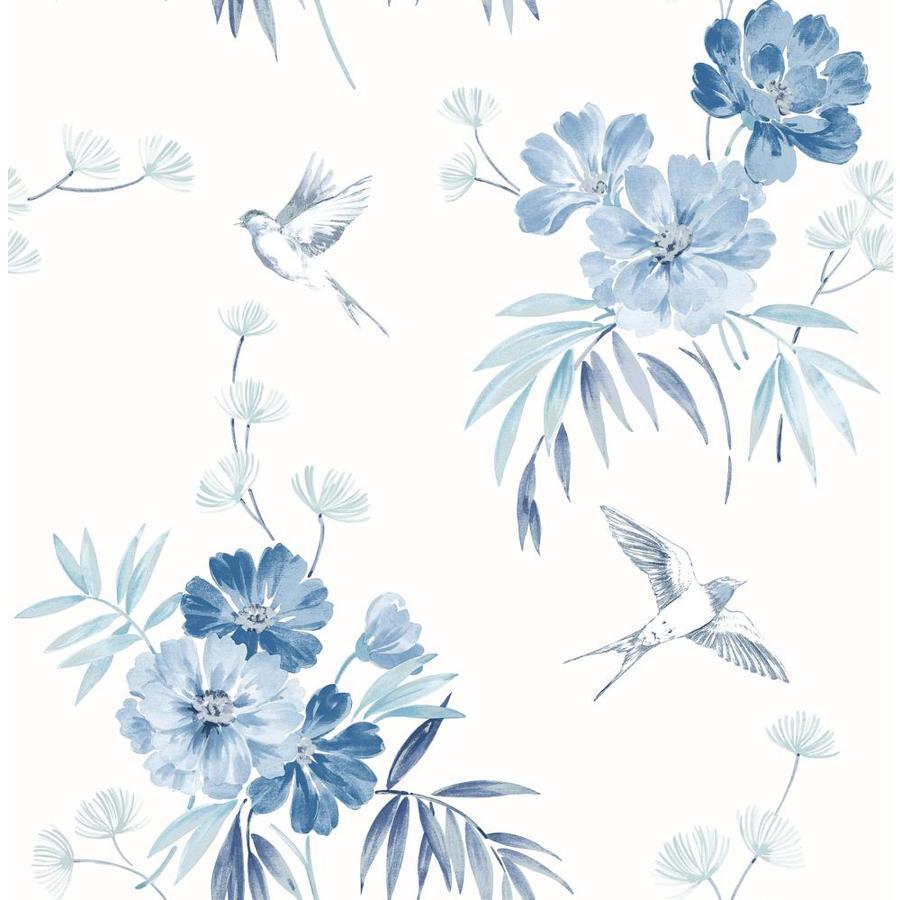 900x900 Brewster Deja Blue Floral Wallpaper in the Wallpaper department at