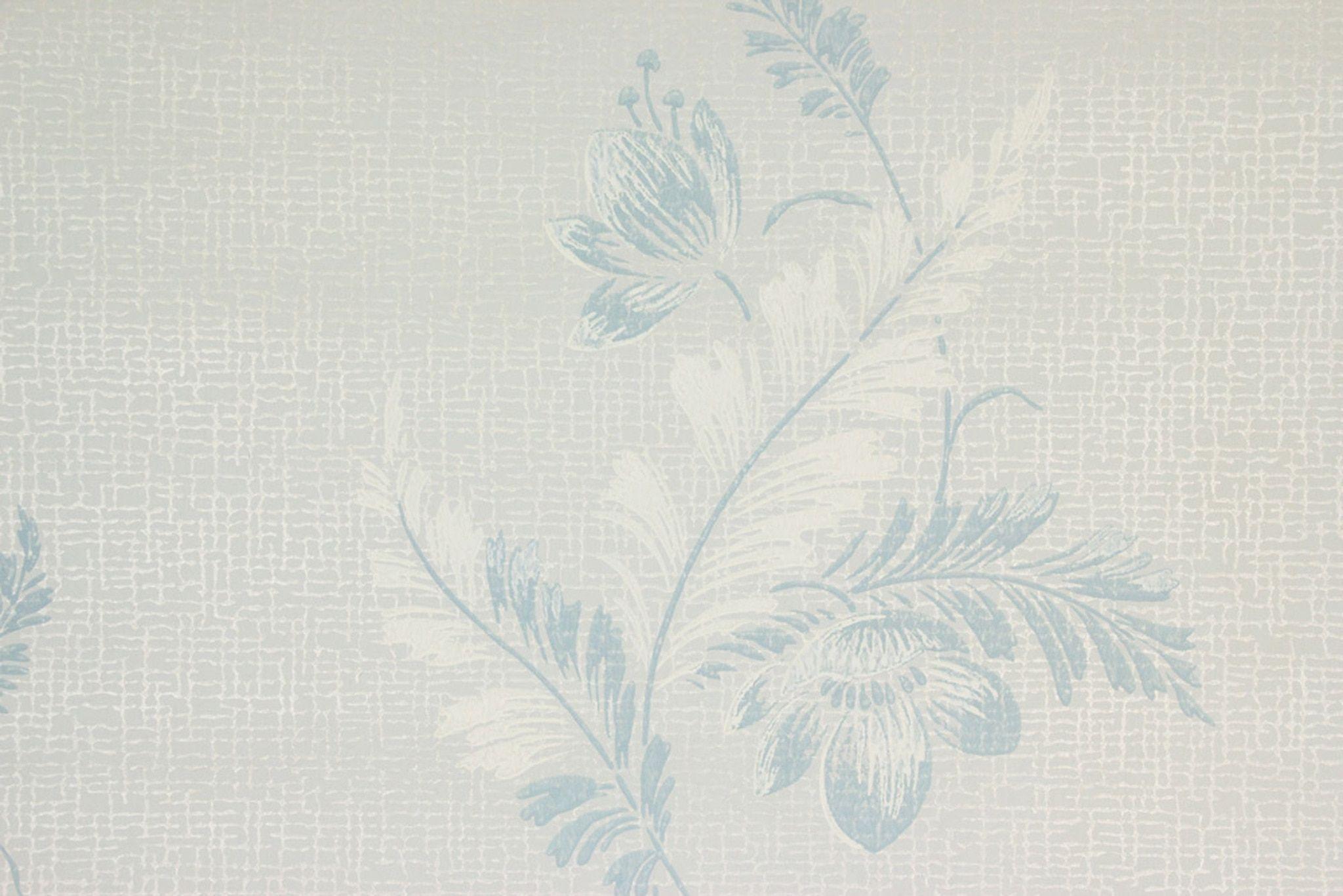 2048x1366 1950s Vintage Wallpaper Blue and White Flowers on Light Blue's Vintage Wallpaper