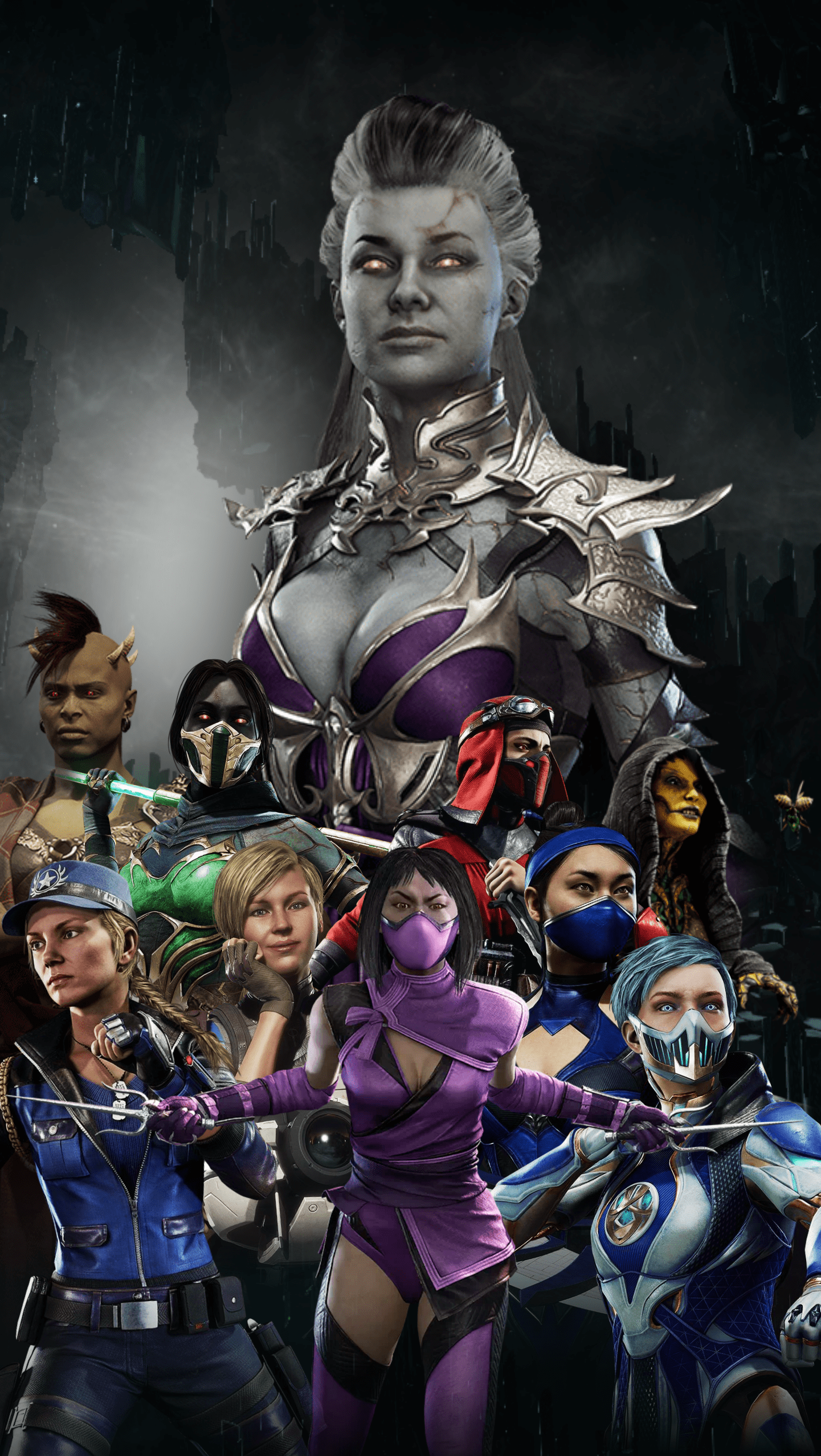 1441x2556 Quick wallpaper i did with all female characters: MortalKombat