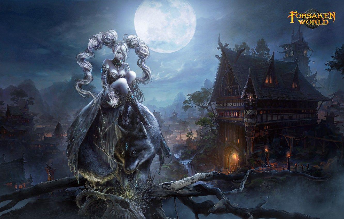 1332x850 Wallpaper Girl, Night, Village, Werewolf, Dark Age Forsaken World Image For Desktop, Section игры
