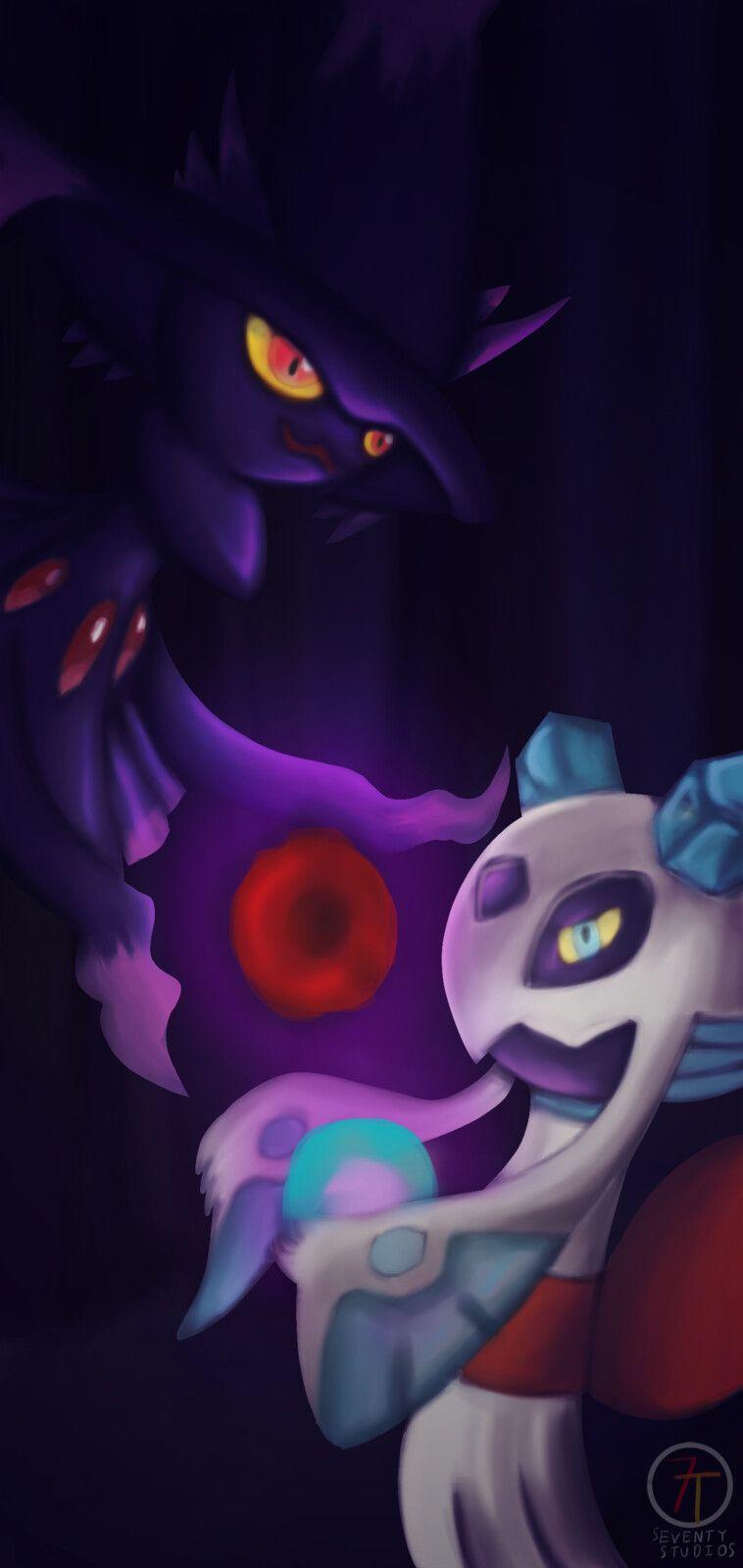 758x1600 Mismagius & Froslass Fan Art Phone Wallpaper, Steven Khlen
