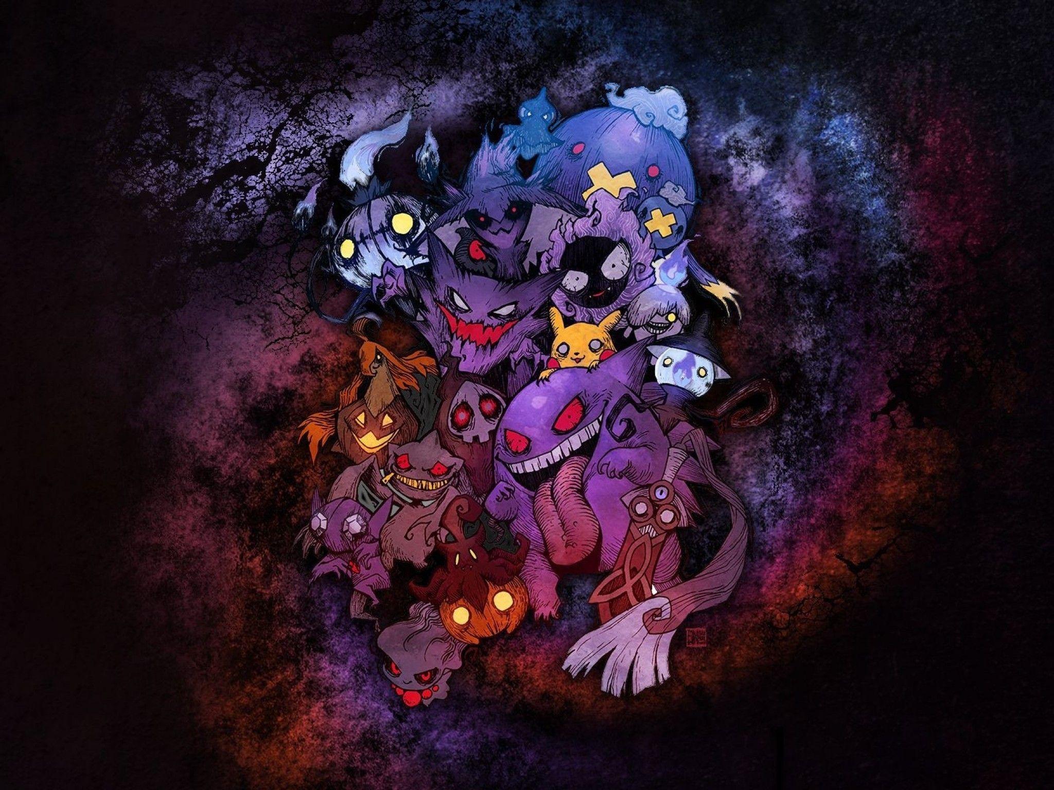 2048x1536 Download 2048x1536 Pikachu, Misdreavus, Gengar, Chandeleur, Mismagius, Sableye, Pokemon Wallpaper for Ainol Novo 9 Spark