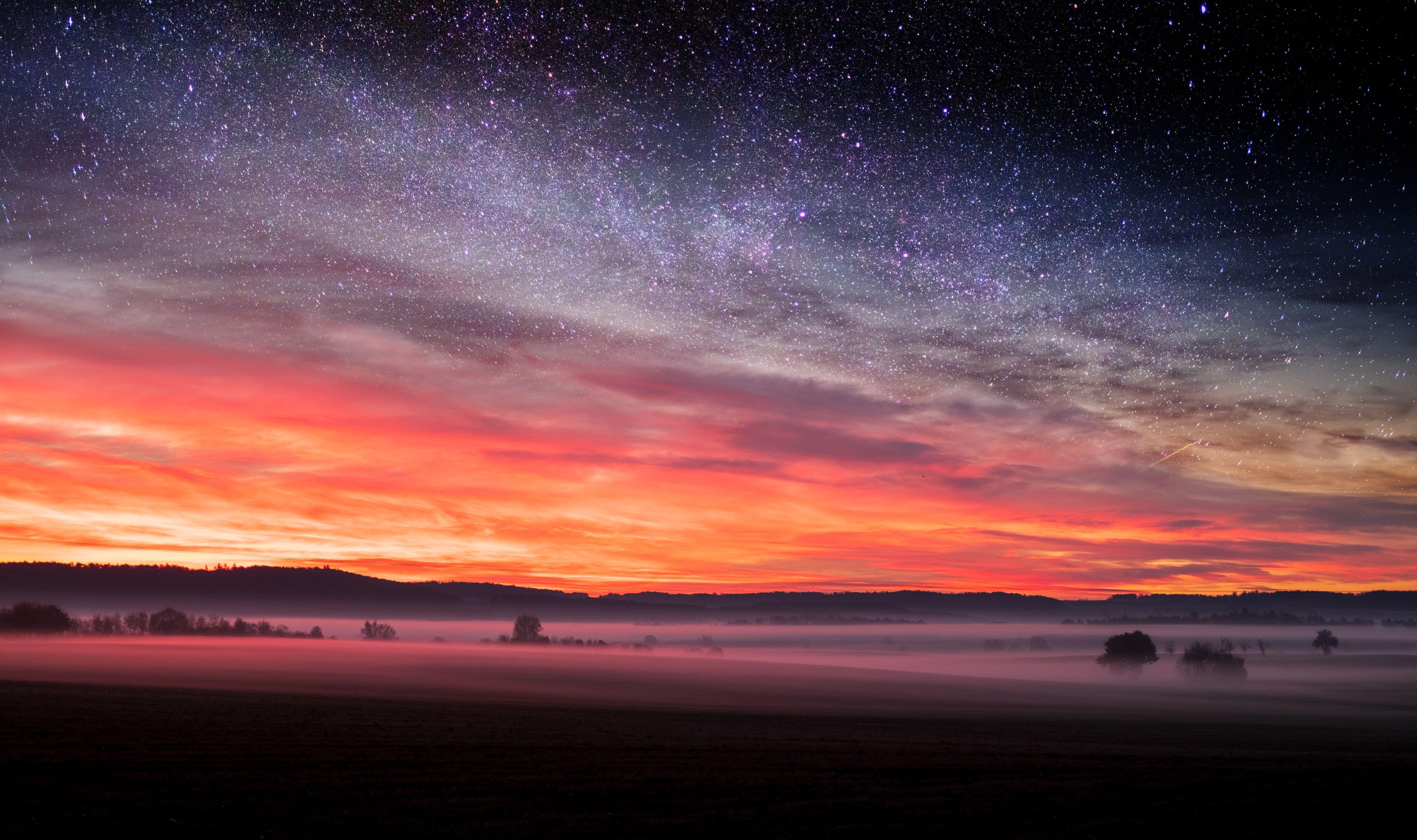 6000x3560 Starry Night Sunset Skyscape Stars 5k, HD Nature, 4k Wallpaper, Image, Background, Photo and Picture