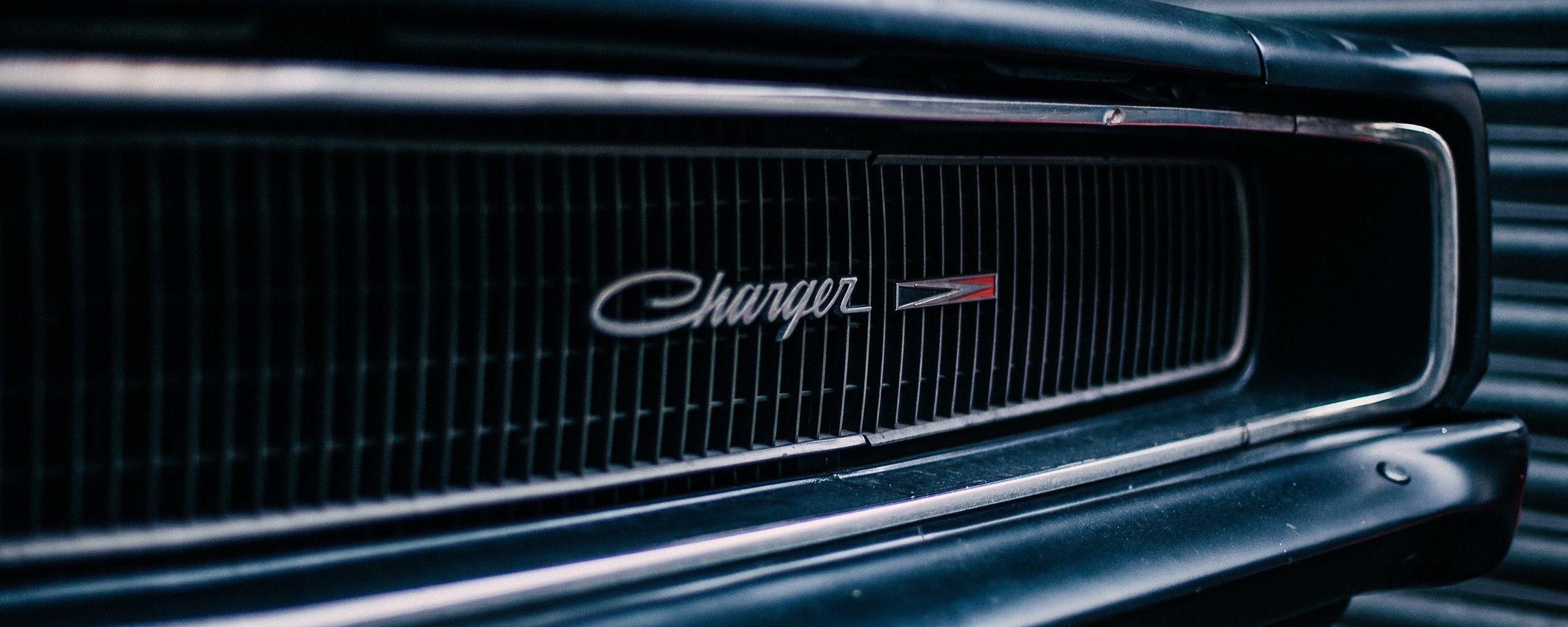 2560x1024 Wallpaper Classic, Front View, Logo, Dodge Charger, Cars