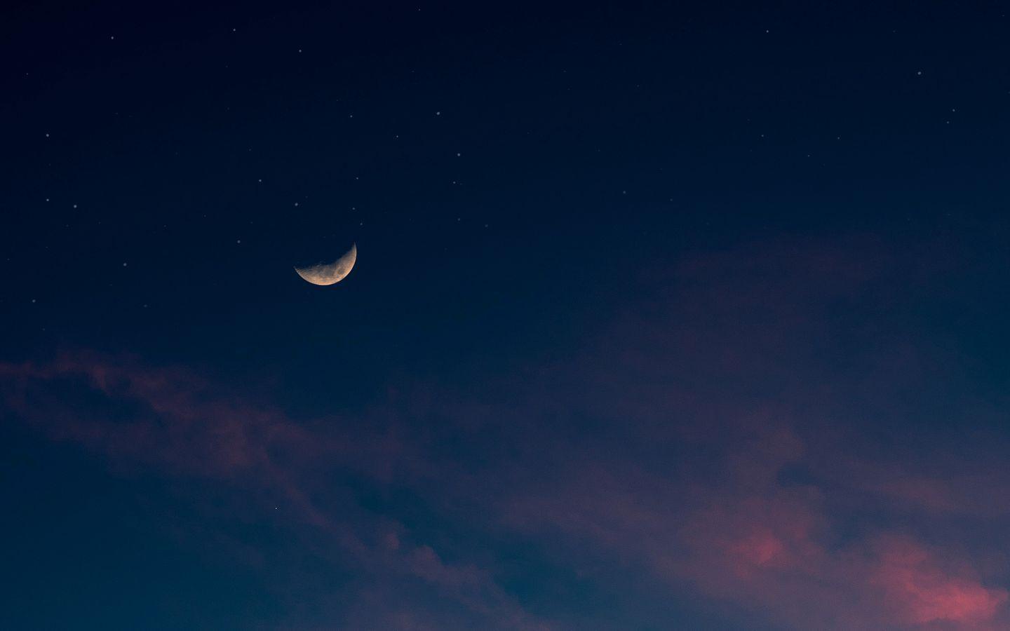1440x900 Download wallpaper 1440x900 sky, moon, clouds, stars, night widescreen 16:10 HD background