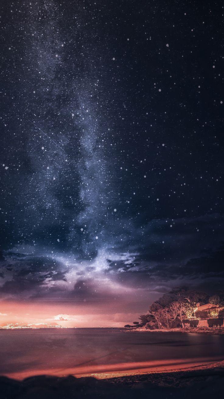 736x1308 Sky #sea #sunset #starrysky #wallpaper HD 4k Hintergrund für Android :). Sunset wallpaper, Night sky photography, 4k background